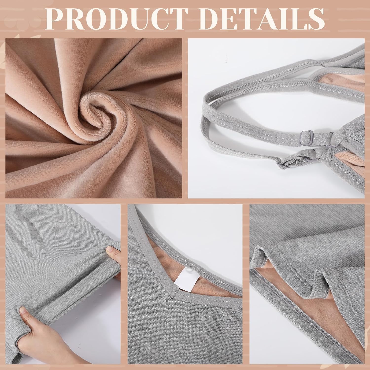 Xtinmee Women Thermal Tank Tops Spaghetti Straps Camisole Fleece Lined Undershirt Underwear - Image 4