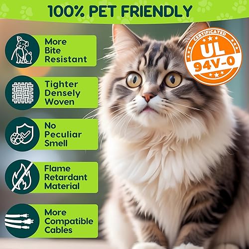 Miniatura 4 de Protector de cable para 1 cable de 25 pies 3/10 pulgadas, protectores flexibles de cables contra mascotas que no se mastican para organizar cables,