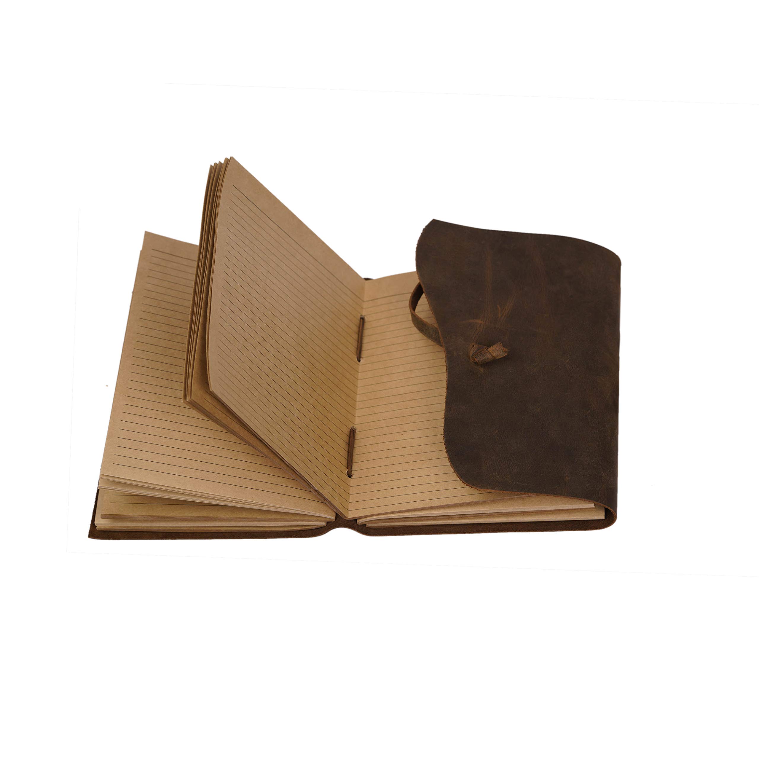 Leder-Tagebuch, Reisetagebuch, handgefertigtes Vintage-gebundenes Notizbuch für Männer und Frauen, Antik-Finish, echtes Leder, hochwertig, liniert, braunes Papier, perfekt für Notizen