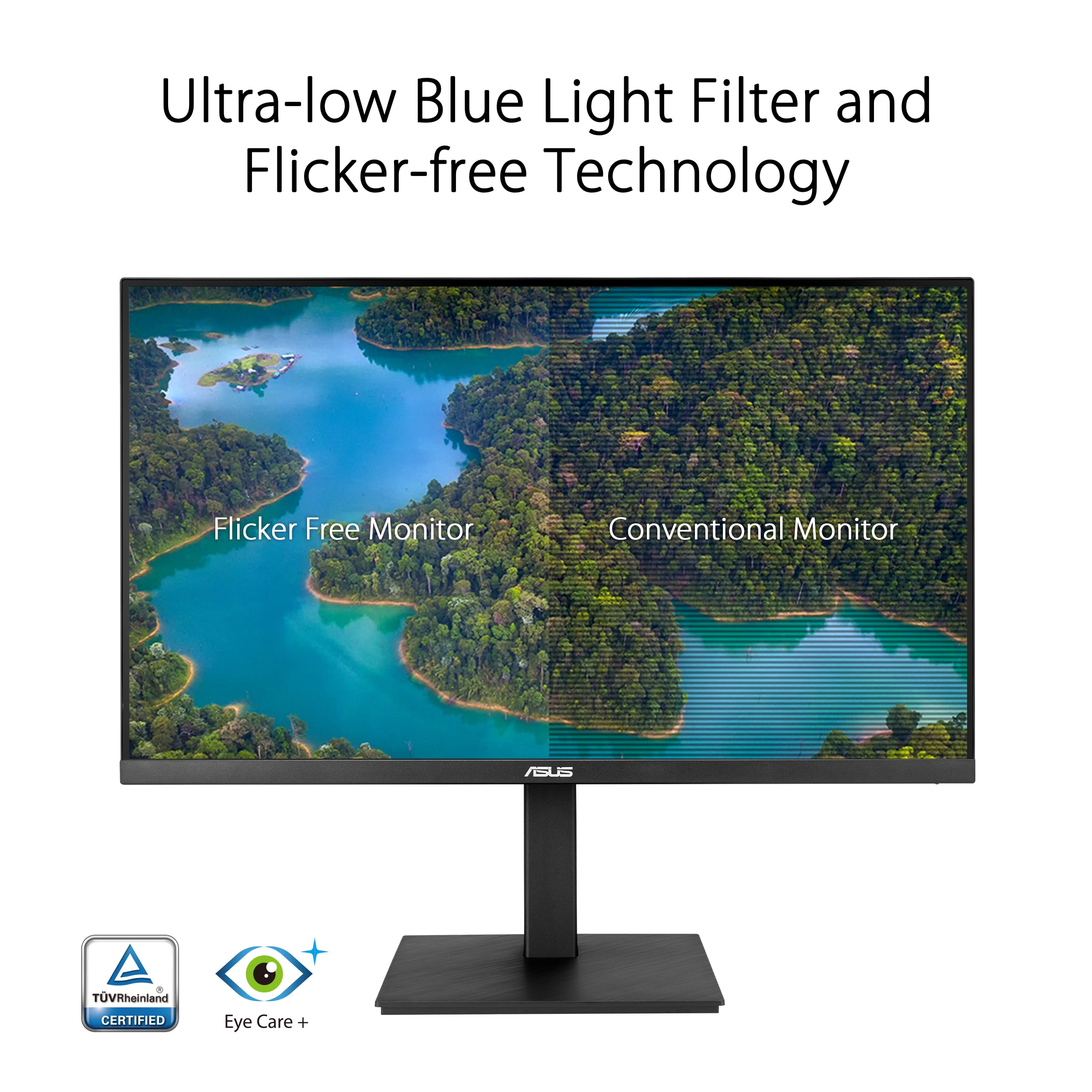 ASUS VA27UQSB - Monitor Profesional de 27", 4K UHD (3840 x 2160), IPS, HDR-10, DisplayPort, HDMI, antiparpadeo, Filtro de luz Azul, diseño ergonómico, montable en Pared, sostenibilidad ecológica