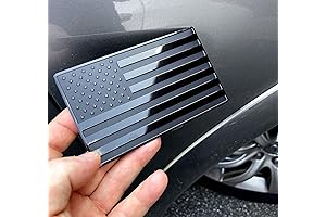 LFPartS USA Embossed Stainless Steel Metal Flag for Cars, Trucks Black 5"x3"
