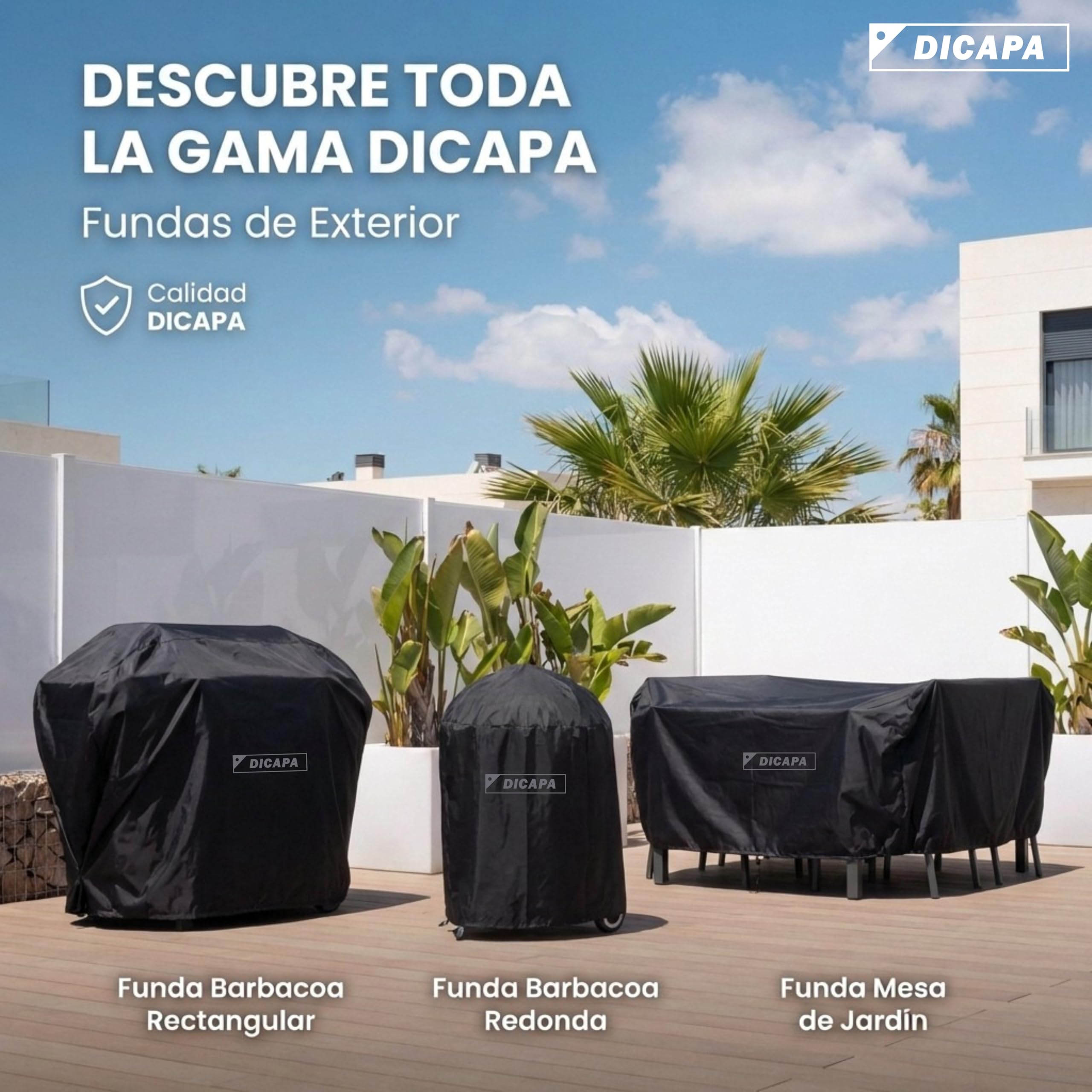 DICAPA Funda Barbacoa Exterior Impermeable, Funda Exterior Impermeable, Fundas Protectora para Barbacoa de (147x61x117cm), Funda Impermeable Exterior, Funda BBQ