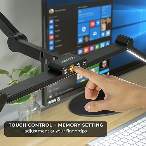 Miniatura 4 de Mount-It! Lámpara de escritorio LED con brazos oscilantes ajustables y base de abrazadera, control táctil, atenuación continua y 5 temperaturas de