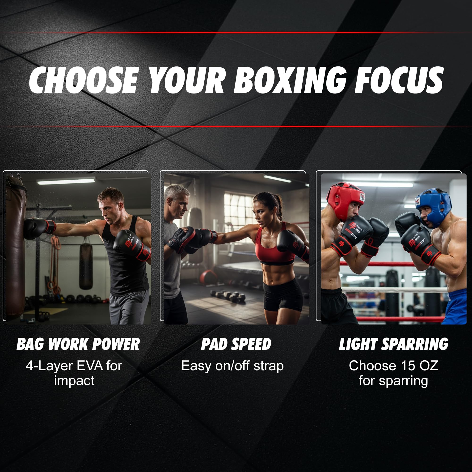 Guantoni da Boxe 14 Oz – Uomo e Donna, per Sparring e Allenamento, Sacco da Boxe, Kick Boxing e Muay Thai, Guanti Box – Similpelle PU Premium con Cinturino Regolabile e Ventilazione