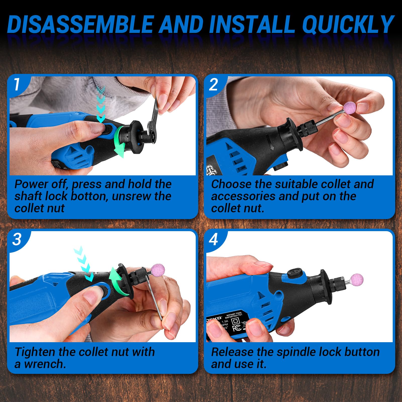 DEKOPRO Rotary Tool Kit - 129 Accessories -6 DEKOPRO Rotary Tool Kit - 129 Accessories -6
