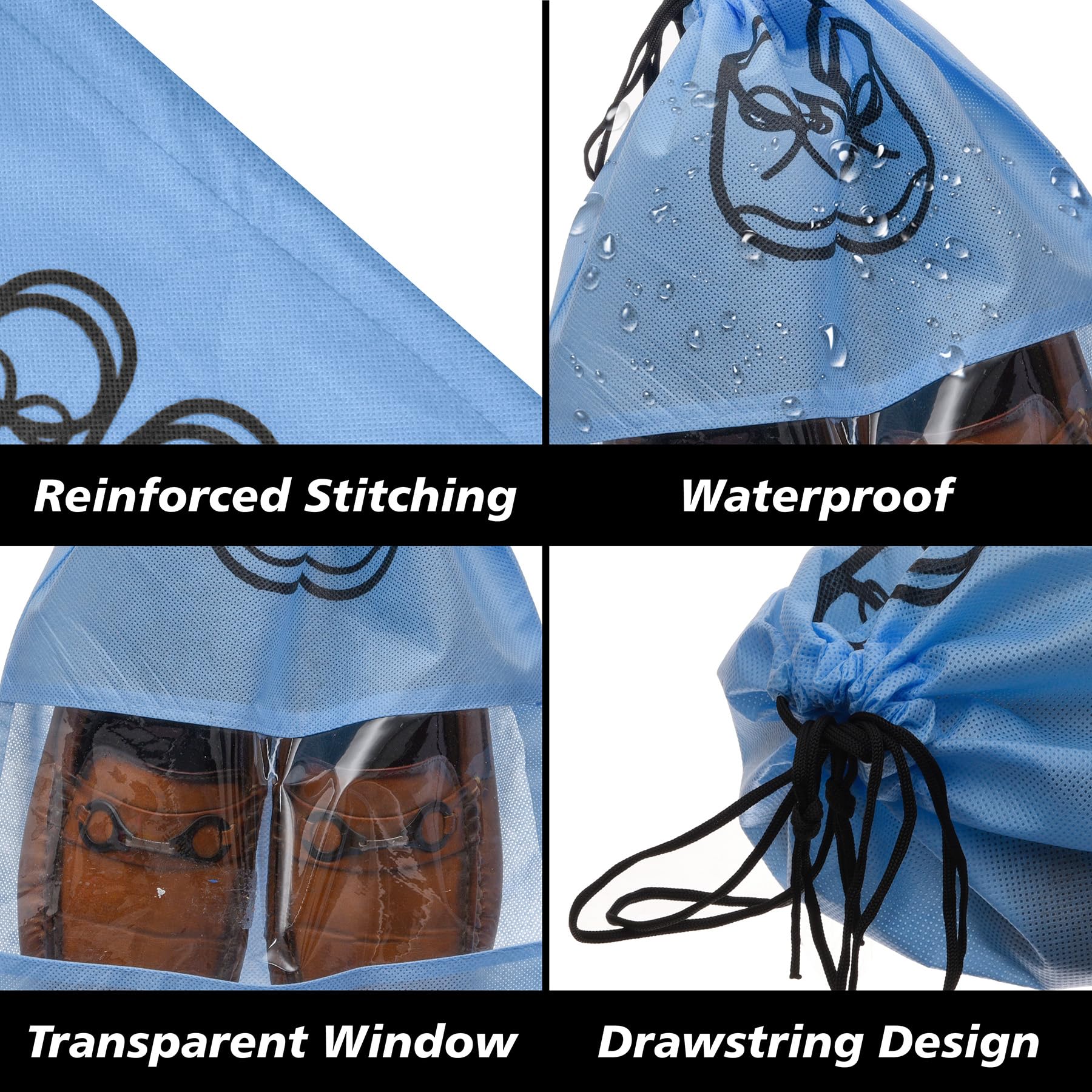Kuber Industries Funda para zapatos | Bolsas de almacenamiento de zapatos de viaje | Bolsa de almacenamiento no tejida | Funda de zapatos con cordón | Organizador de zapatos con ventana transparente |