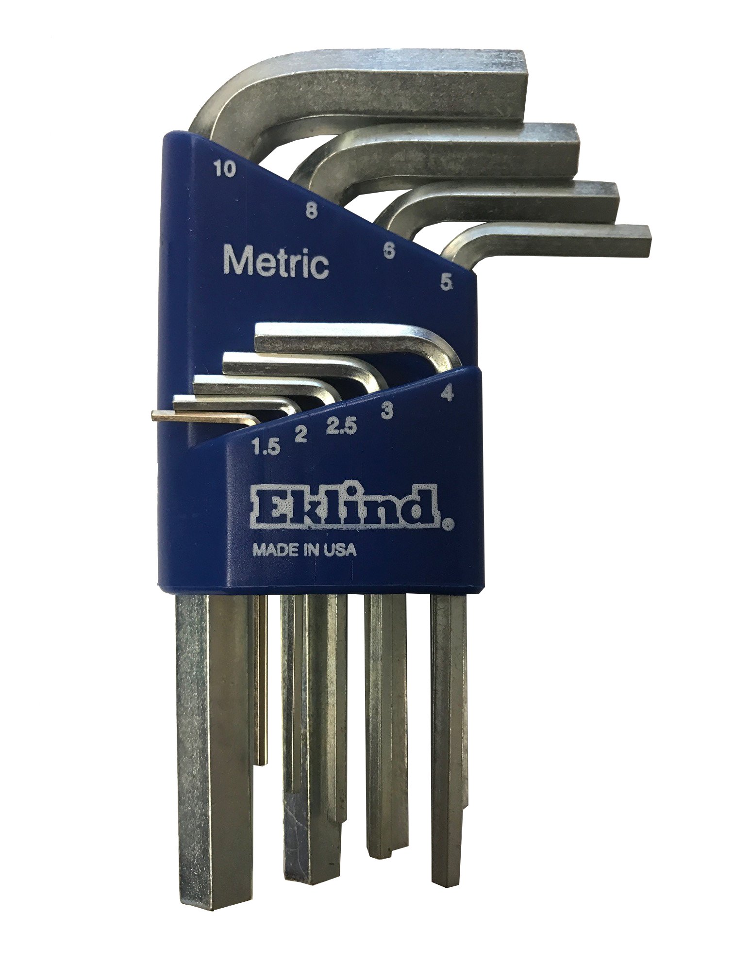 Eklind Tool 11509 Bright-Hex-L Key Allen Wrench, 9 Pieces Set Metric mm Sizes 1.5-10 Short Series