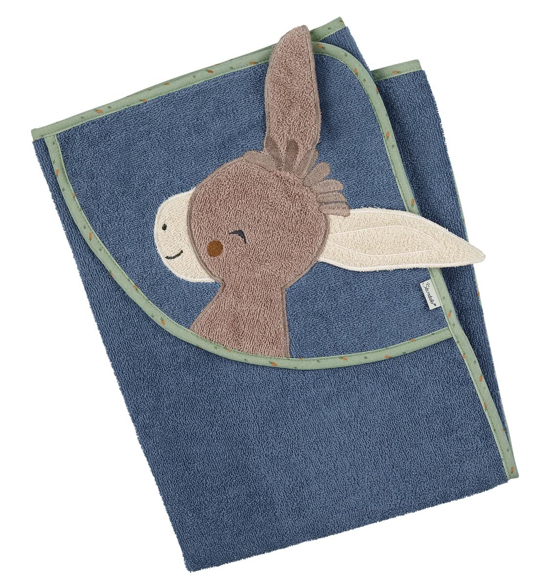 Sterntaler Kapuzenhandtuch mit Namen Bestickt für Baby & Kinder, Junge Badetuch Badehandtuch/Kinder-Badetuch mit Kapuze personalisiert, Motiv Esel Emmilius in Blau, 80x80 cm