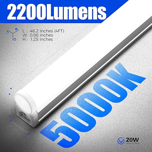 Miniatura 13 de Barrina Luz LED para tienda de 4 pies, 2200 lm, 4000 K blanco frío, accesorio LED T5, luces de tienda enlazables, luz de techo y debajo del Brillo