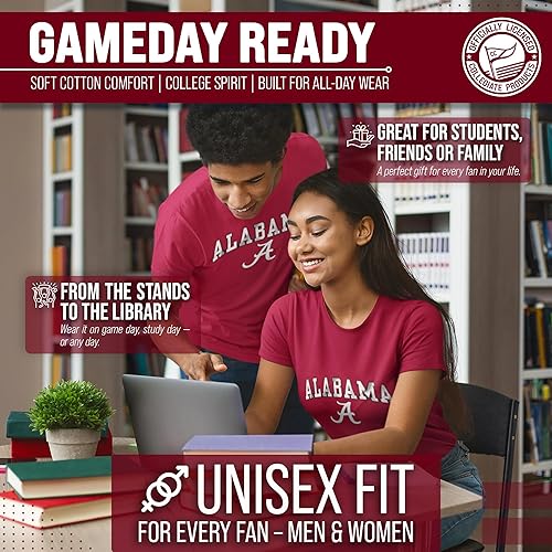 Miniatura 4 de Campus Colors NCAA Gameday - Camiseta de algodón para adultos, calidad premium, estilo semiajustado, producto oficial