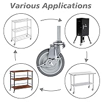 Vista 6 de Finnhomy Caster Wheels 3 Inch Set of 4 Heavy Duty Threaded Stem Casters 3/8"-16x1-1/2 Swivel Rubber Industrial Castors Locking Wheels for Wire
