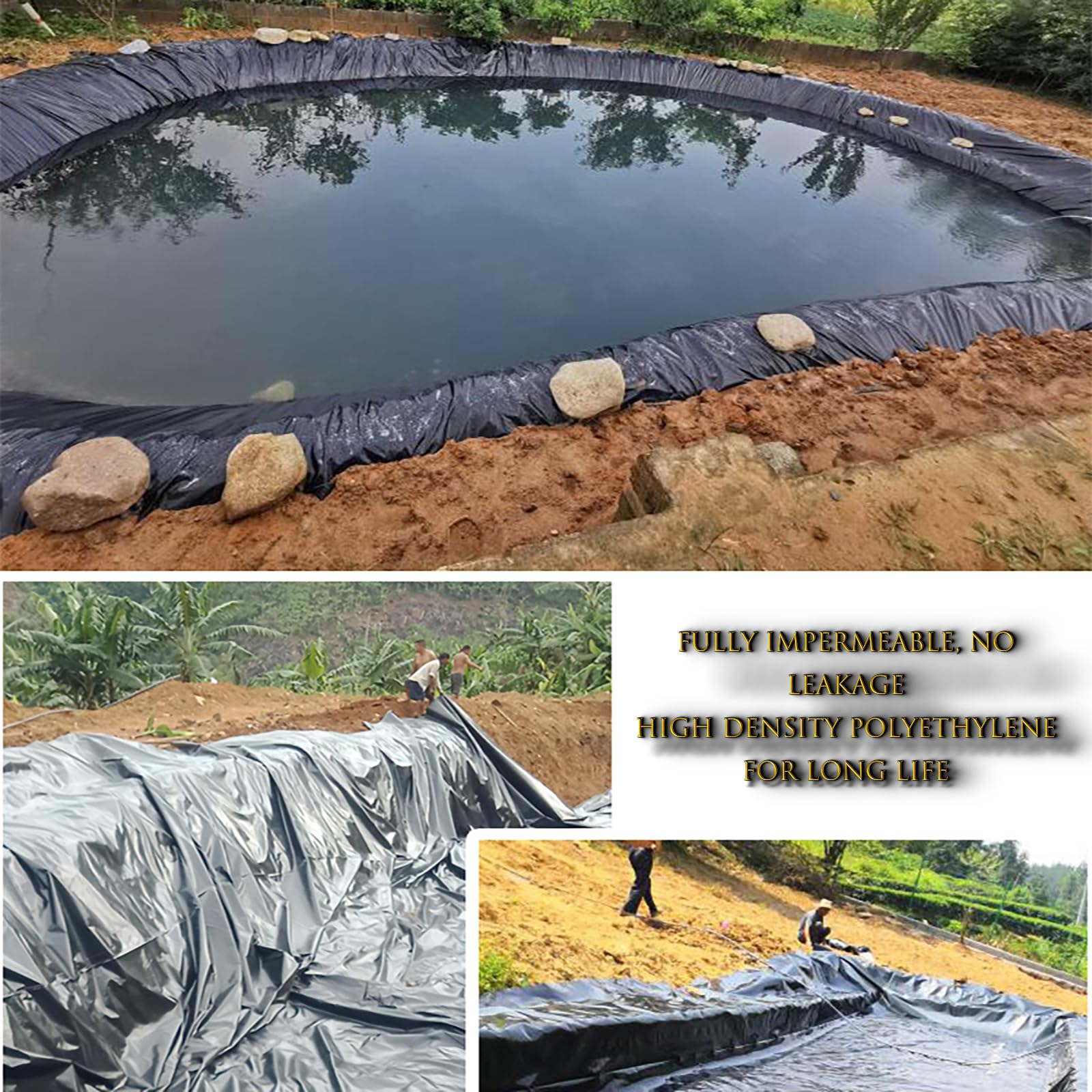 Bâche imperméable pour bassin de jardin – Membrane flexible de 5 x 10 m, parfaite pour les bassins d'eau en plein air et la protection du paysage
