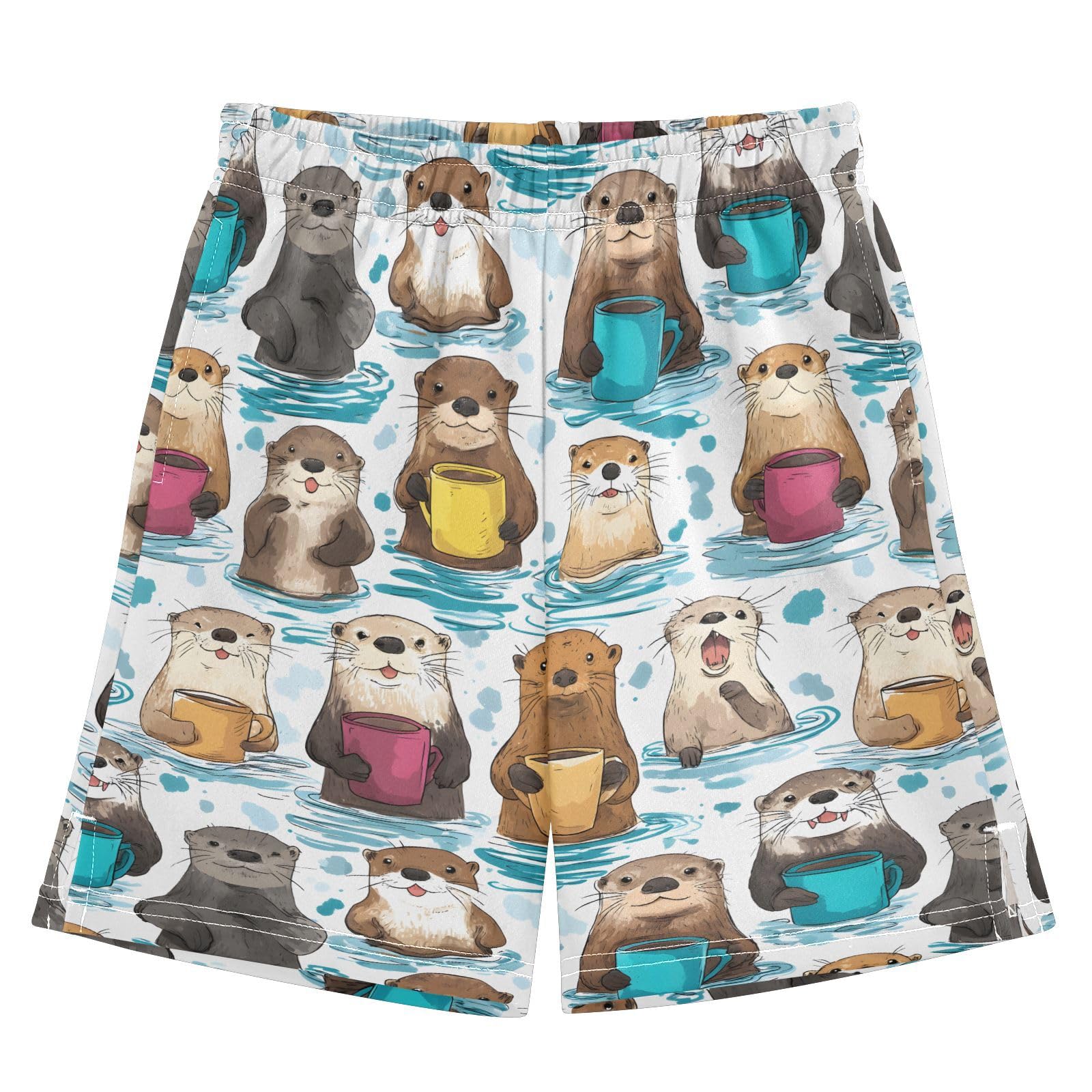 panksolu boy Shorts Cute Cartoon Otter Youth Athletic Shorts for Boys and Girls 10-11 Y Multicolor