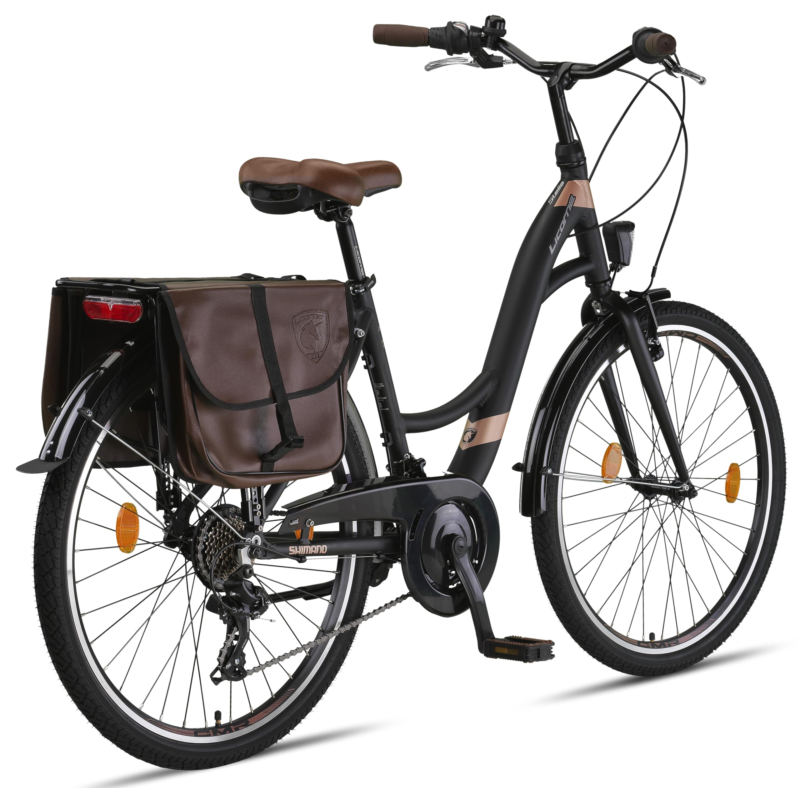 Licorne Bike Stella Plus Premium City Bike en bicicleta de aluminio de 26 y 28 pulgadas para niñas, niños, hombres y mujeres – 21 velocidades – Bicicleta holandesa StVZO
