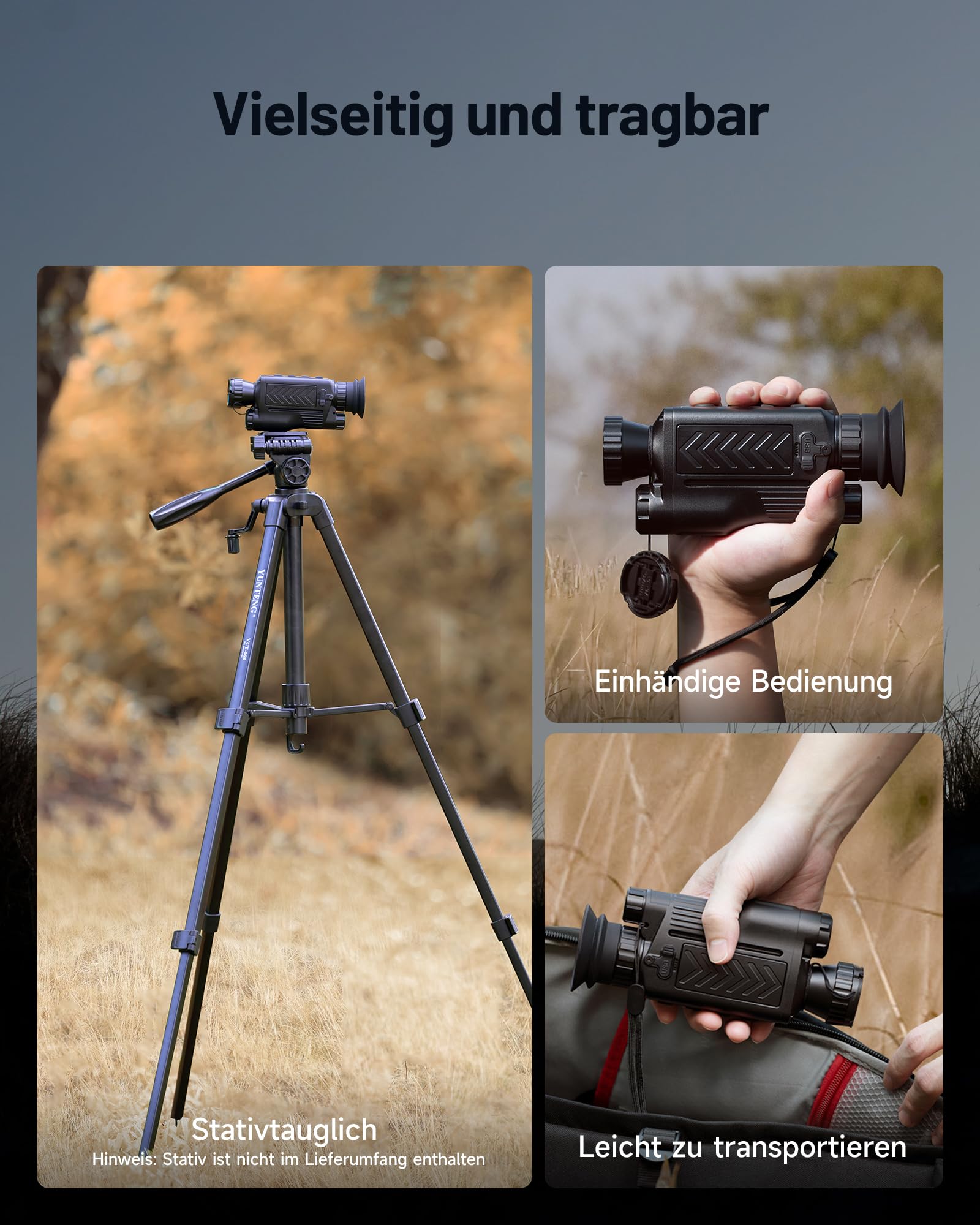 TOPDON TS005 Wärmebildkamera Jagd, 384x288 IR-Auflösung, 35mm verstellbares Objektiv, 600m Laserentfernung, 50Hz Wärmebild-Nachtsicht-Monokular, 64GB Speicher, für Tierbeobachtung & Outdoor-Erkundung