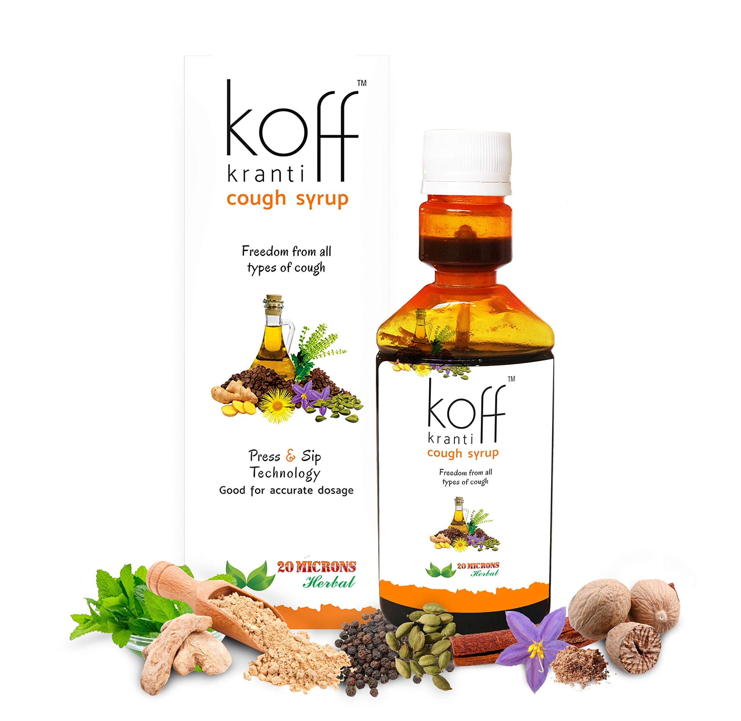 Buy Koff Kranti Ayurvedic Cough Syrup with Tulsi, Ardusi, Saunth, Yashthimadhu, Kaantakari and
