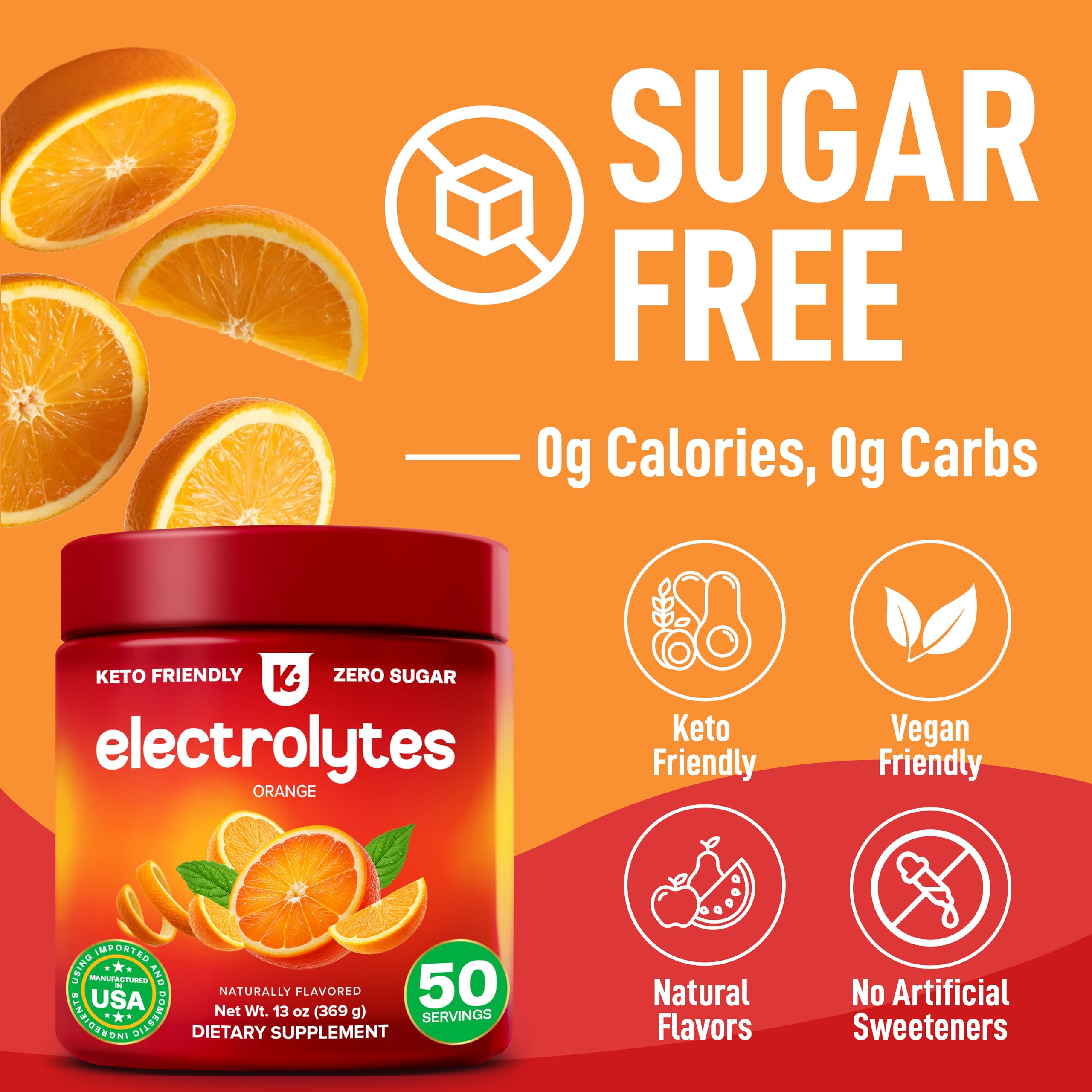 Keppi Electrolytes Powder – Orange Flavor 50 Servings – Electrolytes Powder No Sugar with Potassium, Magnesium, Sodium – Sugar Free Electrolytes for Keto, Fasting & Hydration – Clean Electrolyte Drink — Amazon image 4