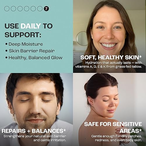 Miniatura 7 de Sarga de carne 100% alimentada con pasto para el cuidado de la piel, cara y cuerpo, hidratante batida para la piel, con cera de abeja orgánica y