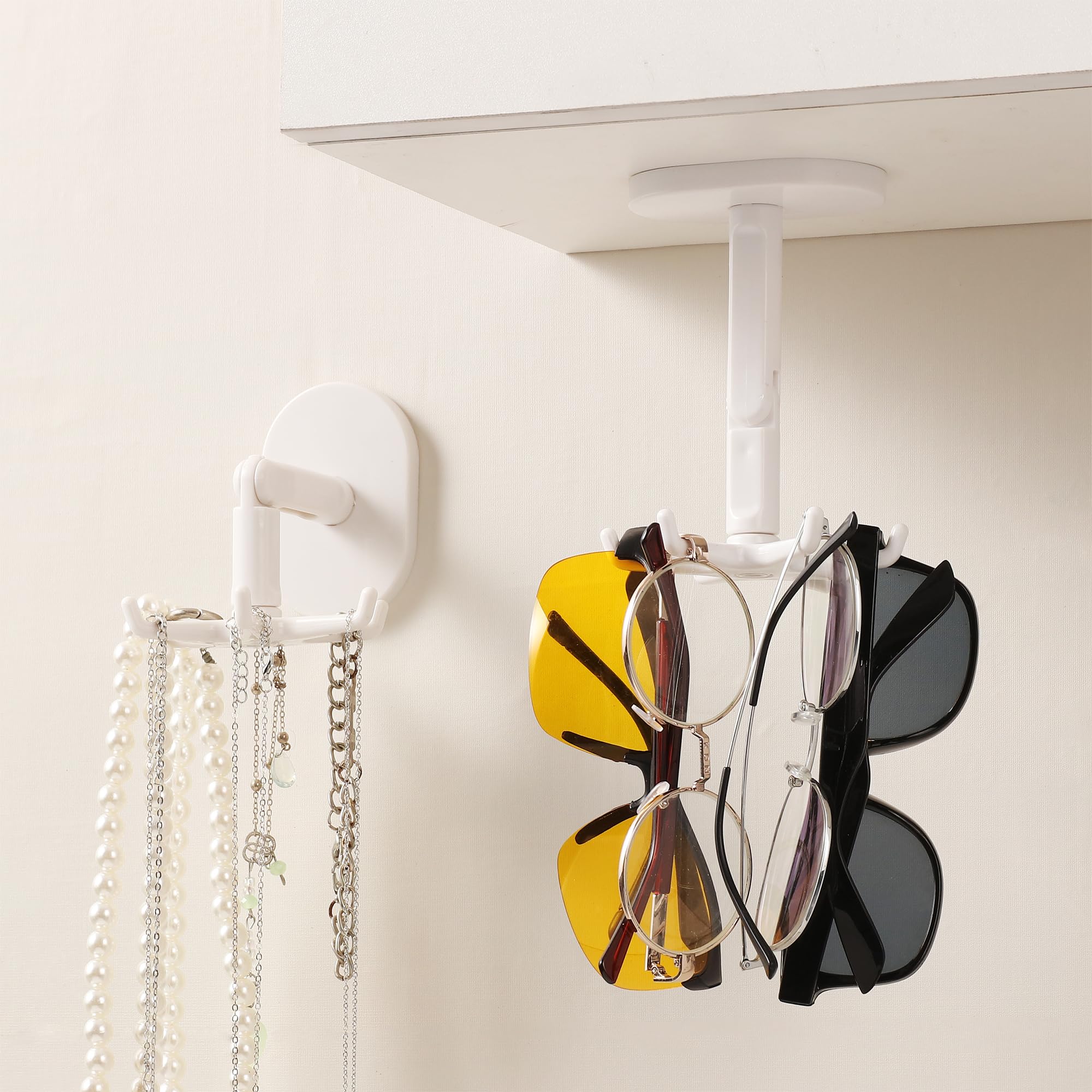 Intersnug Necklace Organizer Hanging Jewelry Organizer Storage Space Saving Rotating Necklace and Bracelets Holder for Closet/Door/Wall,White