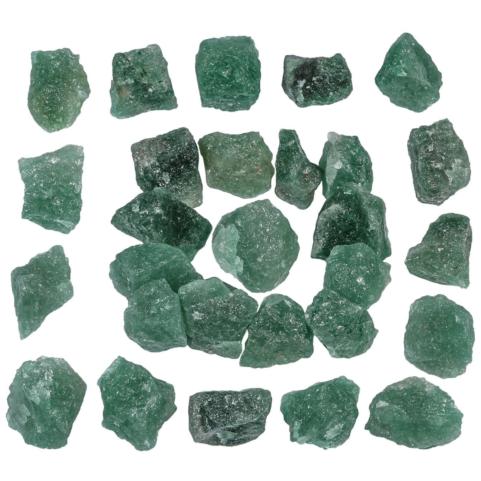 KYEYGWO Natural Crystal Tumbled Chip Stones Irregular Quartz Gravel Mineral Crushed Stones for Jewelry Making Home Decoration Green Strawberry Quartz