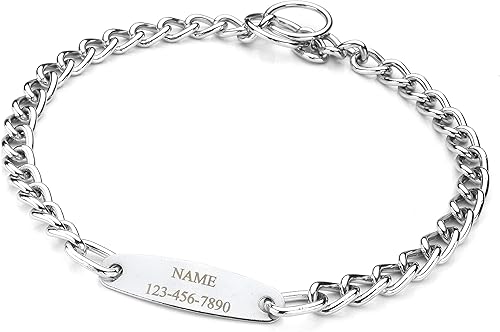 Mogoko Collar de cadena personalizado de acero inoxidable para perro, collar deslizante de metal personalizado para cachorros, gargantilla de