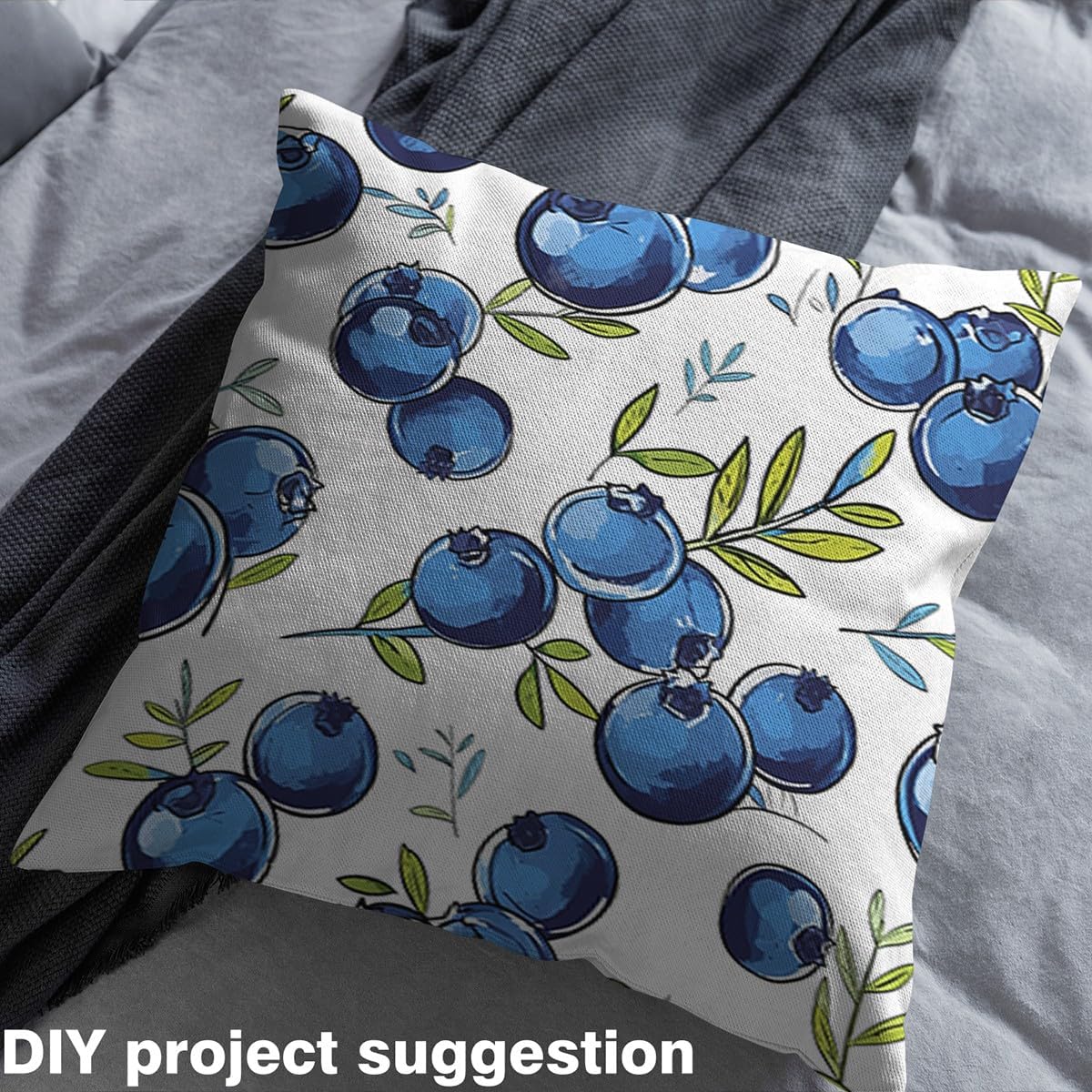 Feelyou Fresh Fruits Fabric by The Yard 2 Yards Blueberries Decorative Waterproof Outdoor Fabric Botanical Flowers Upholstery Fabric for Chairs Tropical Fruit Print DIY Reupholstery Fabric