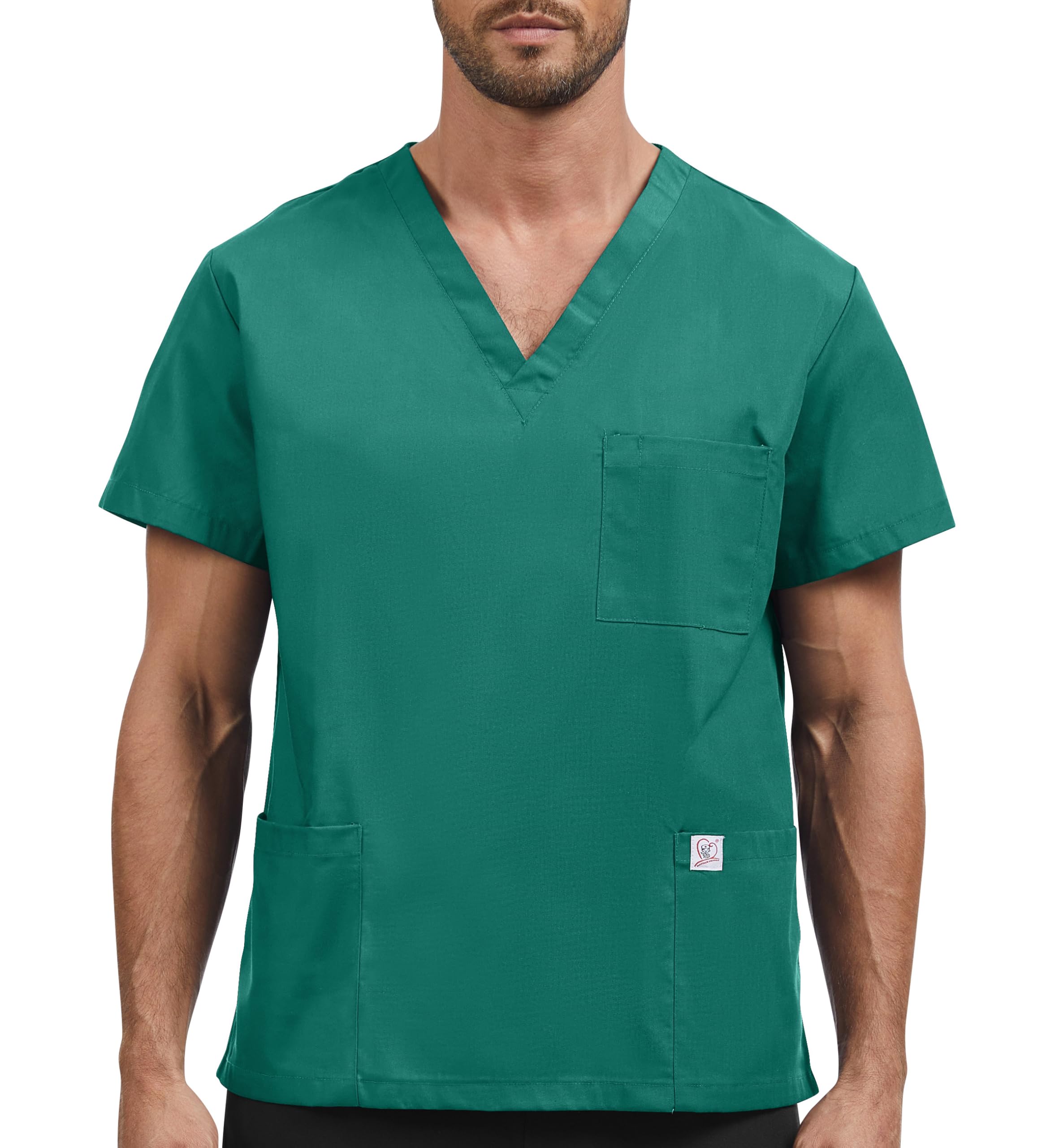 JONATHAN UNIFORM Mens V Neck Tunic Scrub Top with 3 Pockets for Dental, Doctor, Vet, Clinic, Caregiver, Elderly Carer (Green, 3XL)