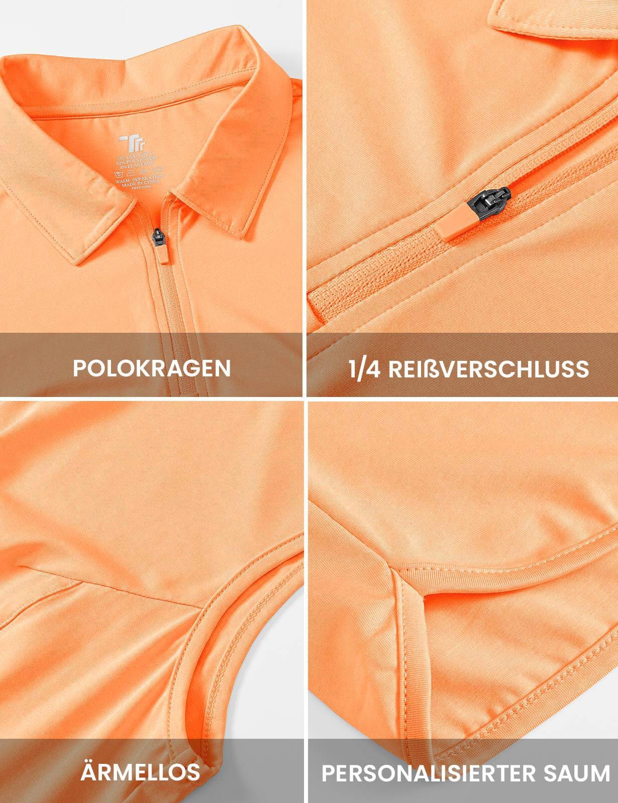 Rdruko Polo para mujer, sin mangas, transpirable, con cremallera 1/4, secado rápido, camiseta deportiva para golf, tenis y exteriores