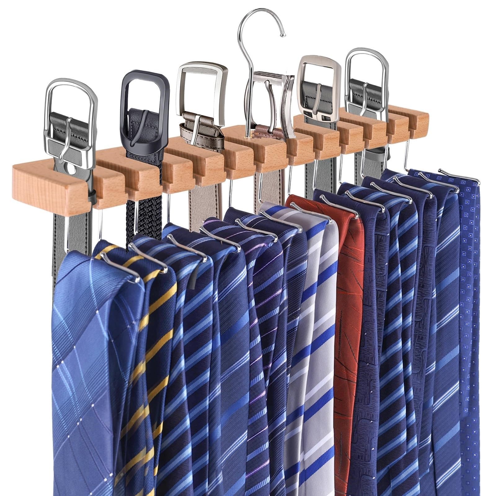 Portacravatte Da Armadio,Gancio per Cintura in Legno,Appendiabiti per cintura con Gancio per Cinture,Sciarpe,Cravatte