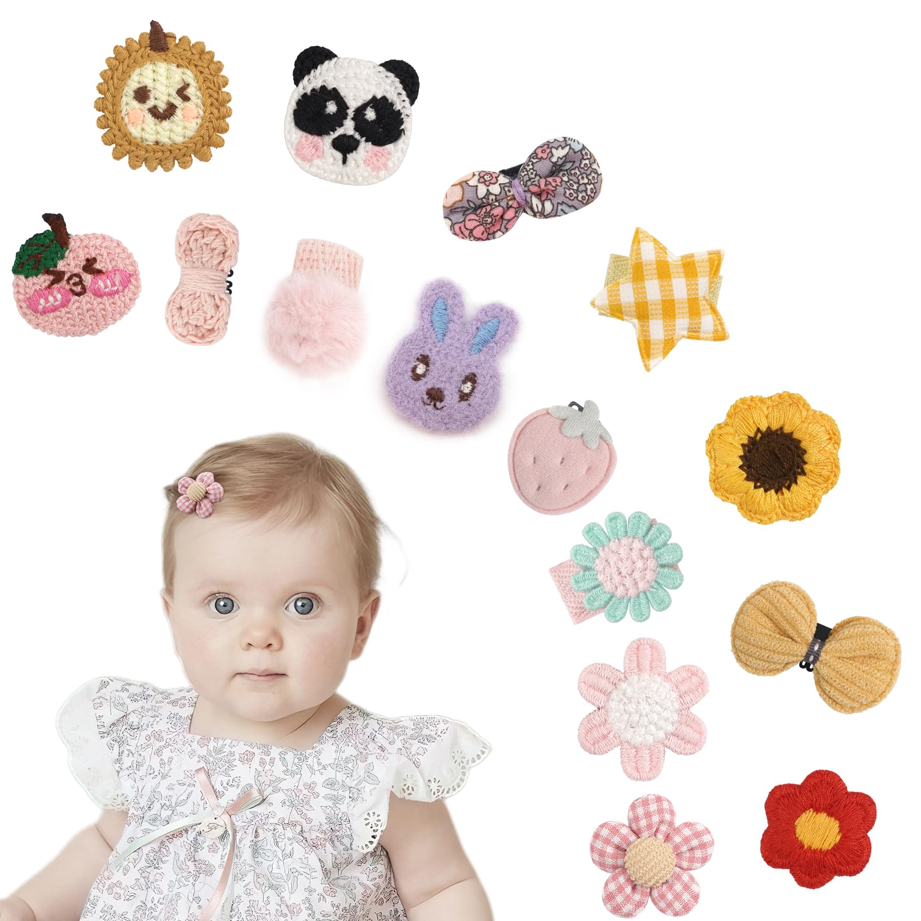 MiDoDo Baby-Haarnadel, Mini-Schleife für neue, rutschfeste Haarspangen, Haaraccessoires für Babys und Mädchen