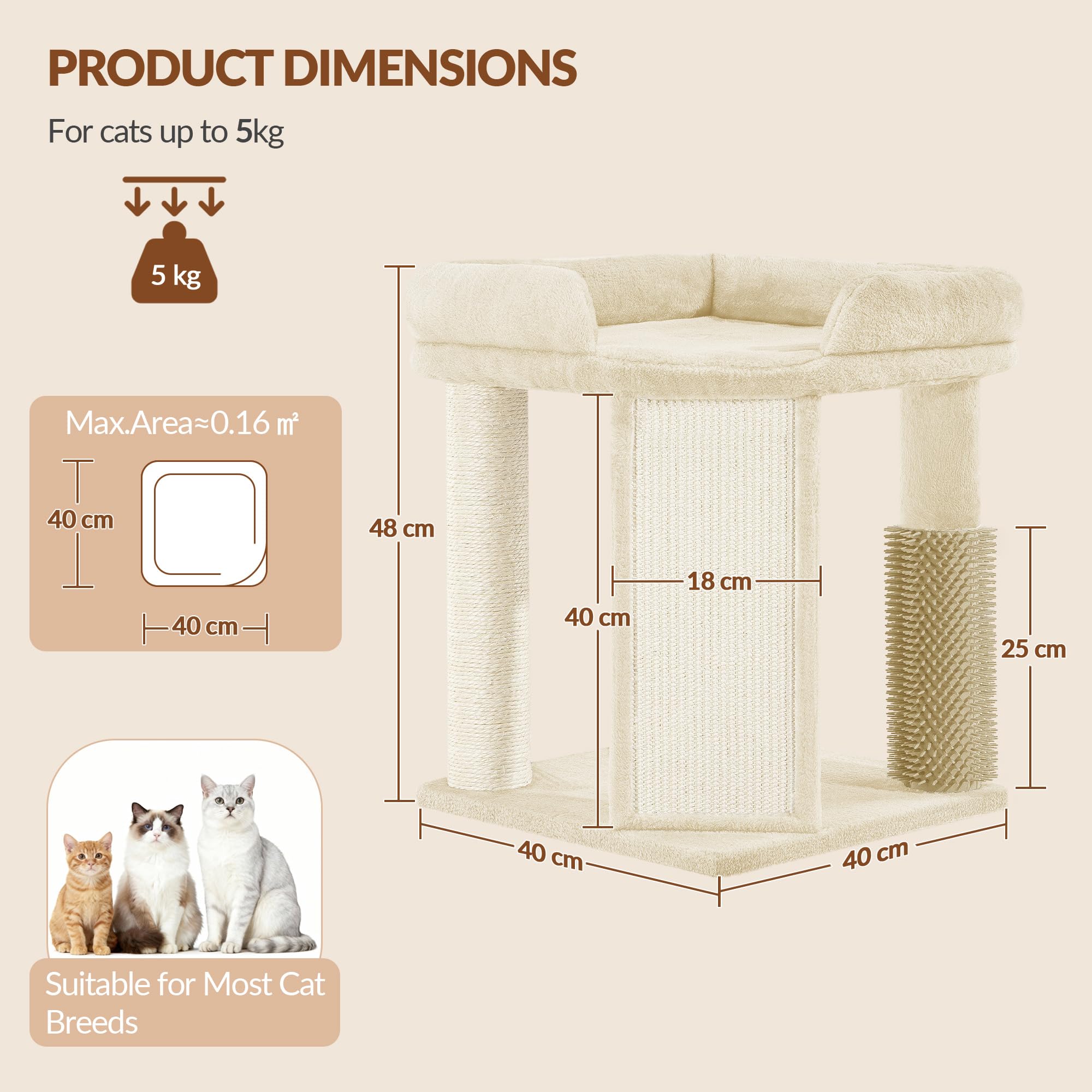 Tiragraffi per Gatti, 40 x 40 x 48 cm, Beige