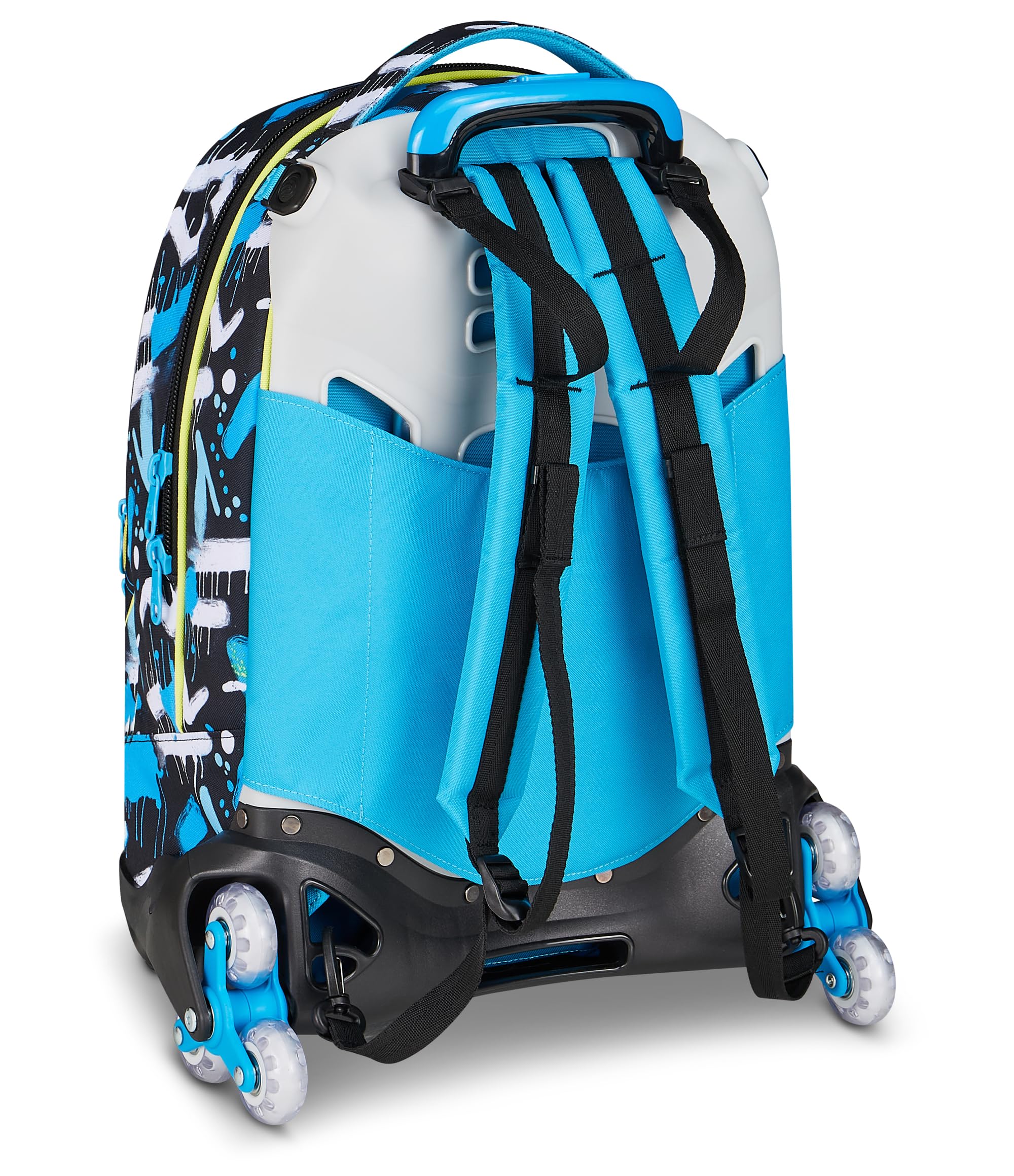 SJ GANG STYLE JAM GANG Trolley Scuola Jack 8 ruote MELT DRAGON BOY, Celeste, 34L, Scomponibile, Uso Zaino, Cross-over System, Spallacci a scomparsa, Tasca portaborraccia, Elementari e medie, Bambino
