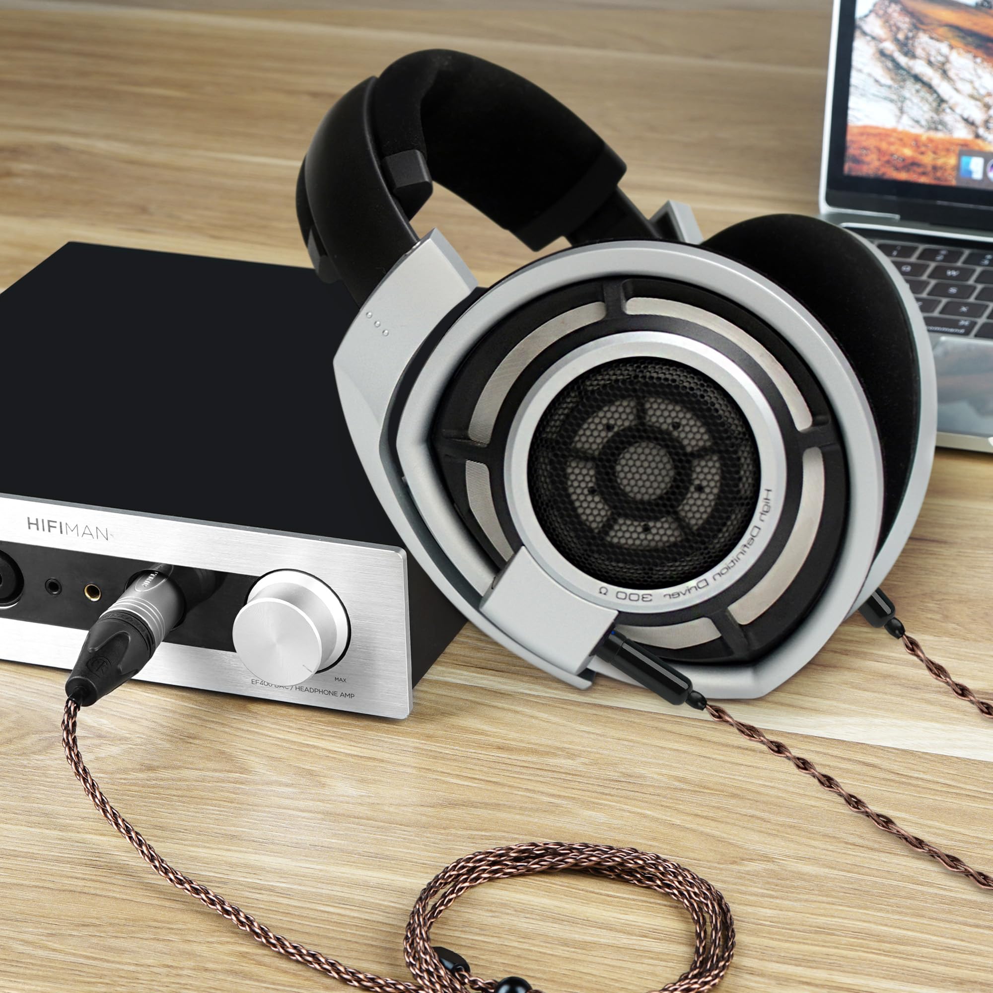 Geekria Apollo 6N OCC cavo di upgrade per cuffie, rame monocristallo a 8 trecce, da 4-pin XLR a serie HD800, compatibile con Sennheiser HD800S/HD800/HD820, connettore bilanciato Neutrik 1,5 m
