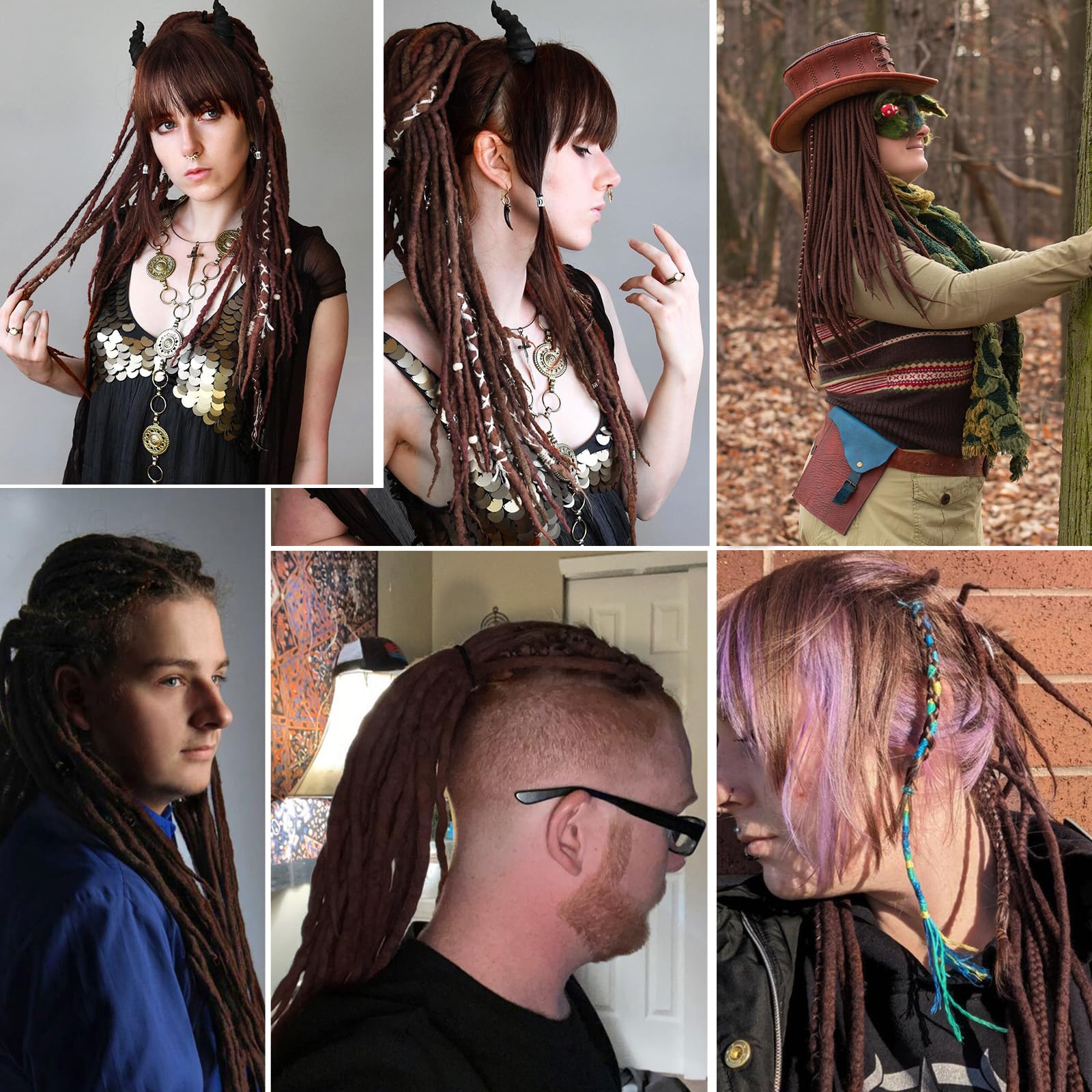 22 Inch Brown Wool Dreadlock Extensions Double Ended 15 StrandsDreadlocks for Women DE Double Ended Wool Dreads Stylish & Durable Dreads Extensions - Image 4