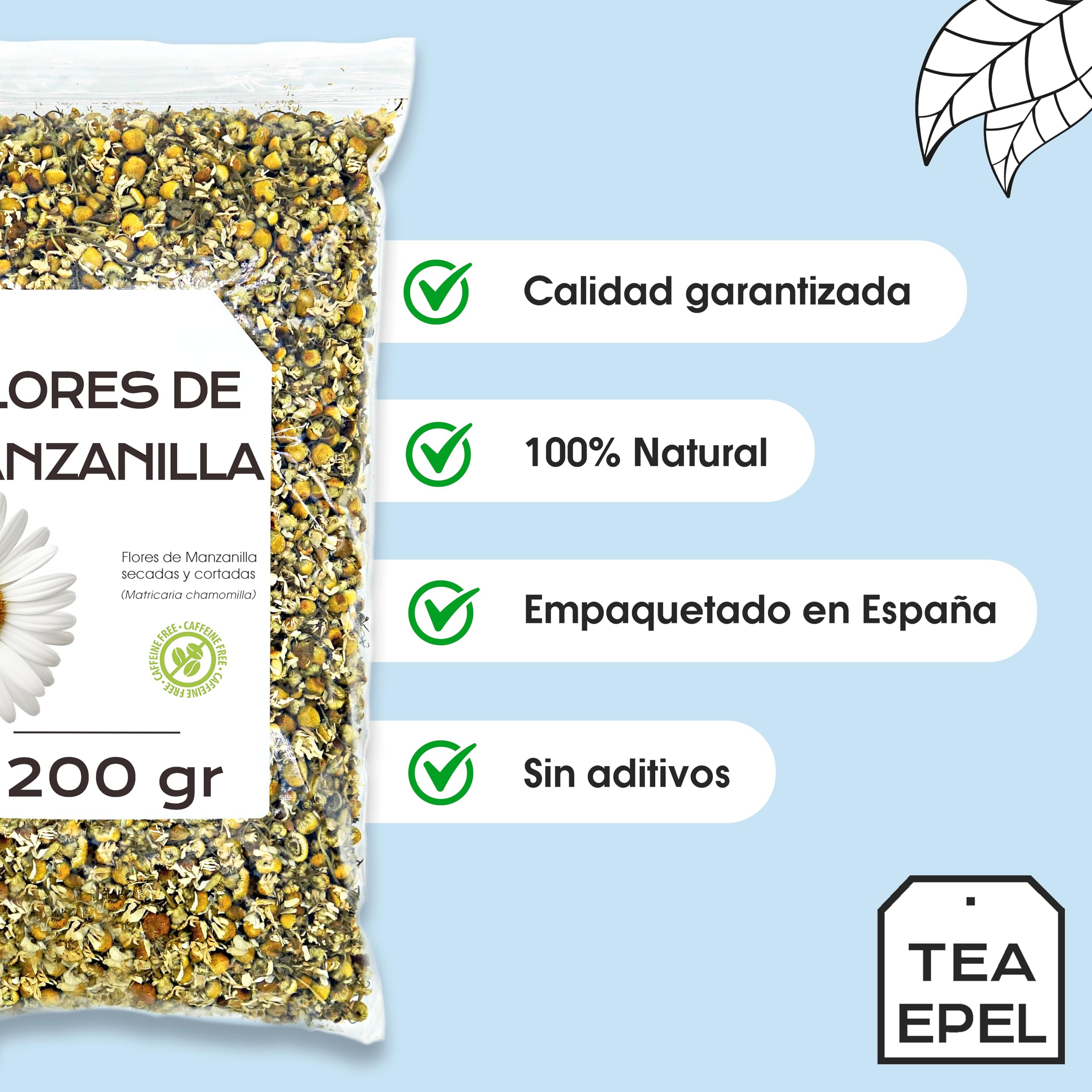 Manzanilla 200 g Flores Naturales para Infusión, Digestiva y Relajante