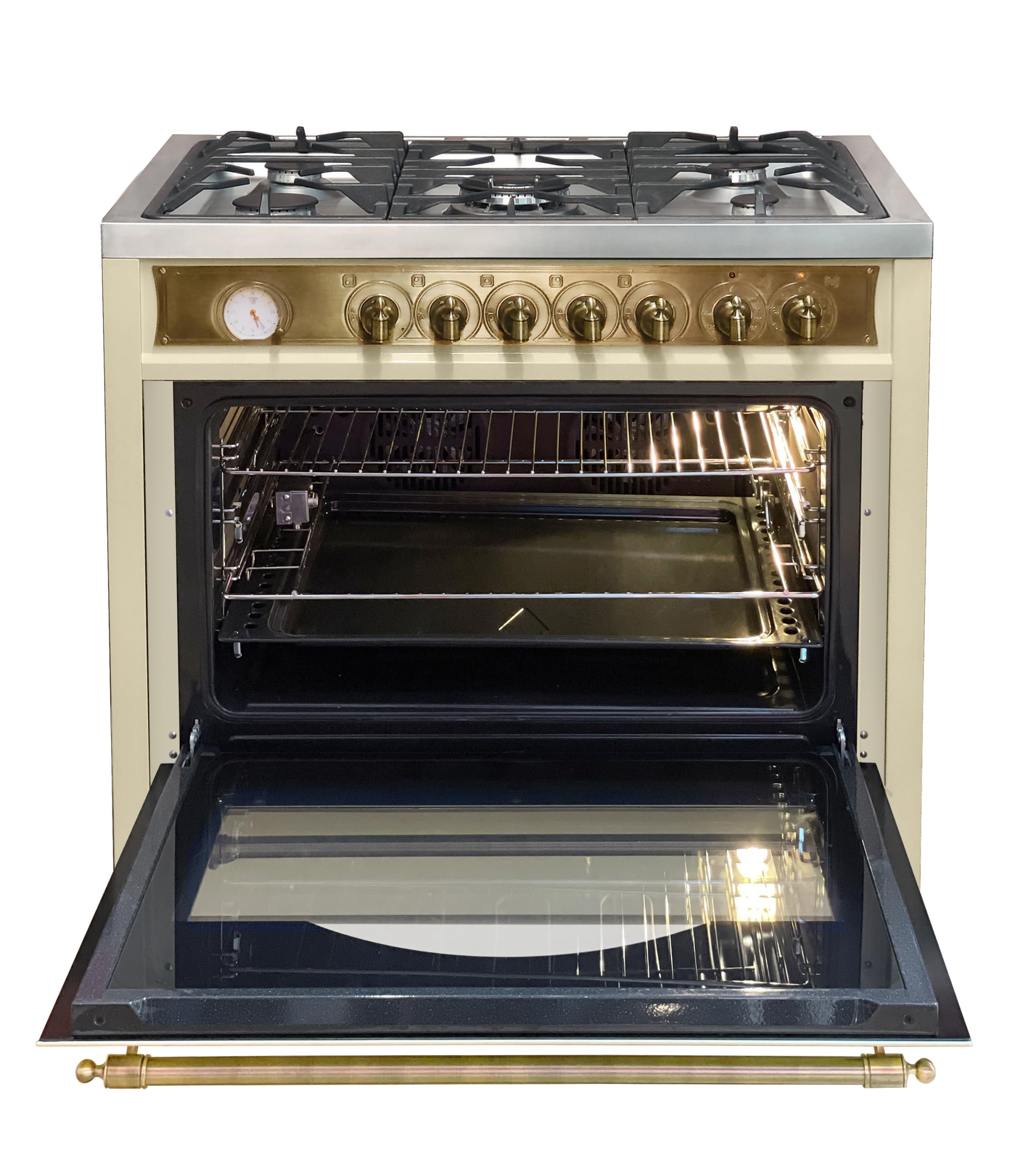 Kaiser Gas-Standherd Empire Kaiser HGE 93555 ElfEm, mit 2-fach-Teleskopauszug, katalytische Selbstreinigung, Retro Gas Elektro Standherd 90 cm Range Coocker