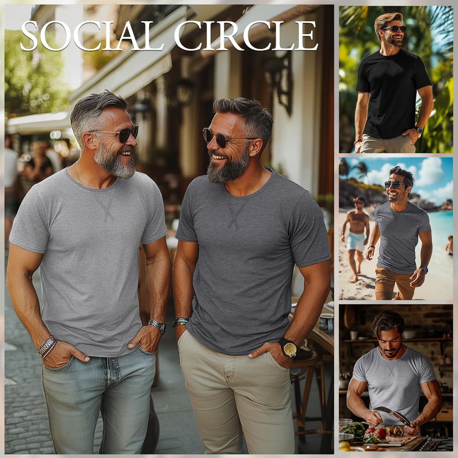 Neer 3 Pack Men's Big and Tall T-Shirts Cotton Short Sleeve Crewneck Plus Size Tee Shirts Hipster Longline Tops(Dark Grey, Light Gray, Black,XX-Large) - Image 2