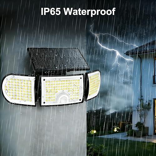 Miniatura 4 de Luces solares para exteriores, 3000 lúmenes, 218 luces LED con sensor de movimiento con control remoto, IP65 impermeable, luces de pared de 2pc,1