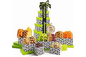 NUT CRAVINGS Gourmet Collection - Dried Fruit & Mixed Nuts Gift Basket Kosher Leaf Tower