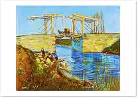 gafa14　ゴッホ　「アルルの跳ね橋」、「ひまわり」ポスター額付き gafa14 ゴッホ 「アルルの跳ね橋」、「ひまわり」ポスター額付き