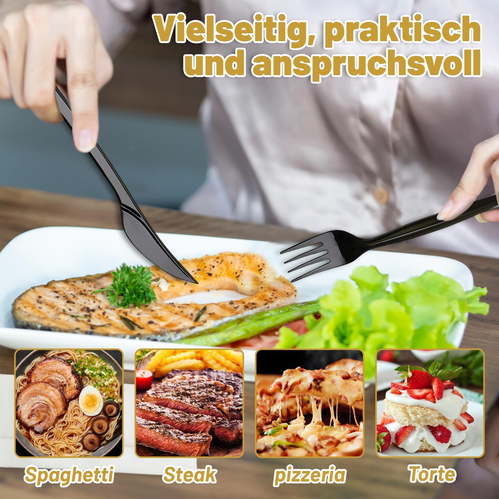 Set di posate in plastica, 90 pezzi, con forchette in plastica, coltelli in plastica e tovaglioli di carta, imballaggio indipendente, per feste di famiglia (coltelli, forchette/tovaglioli di carta, 30