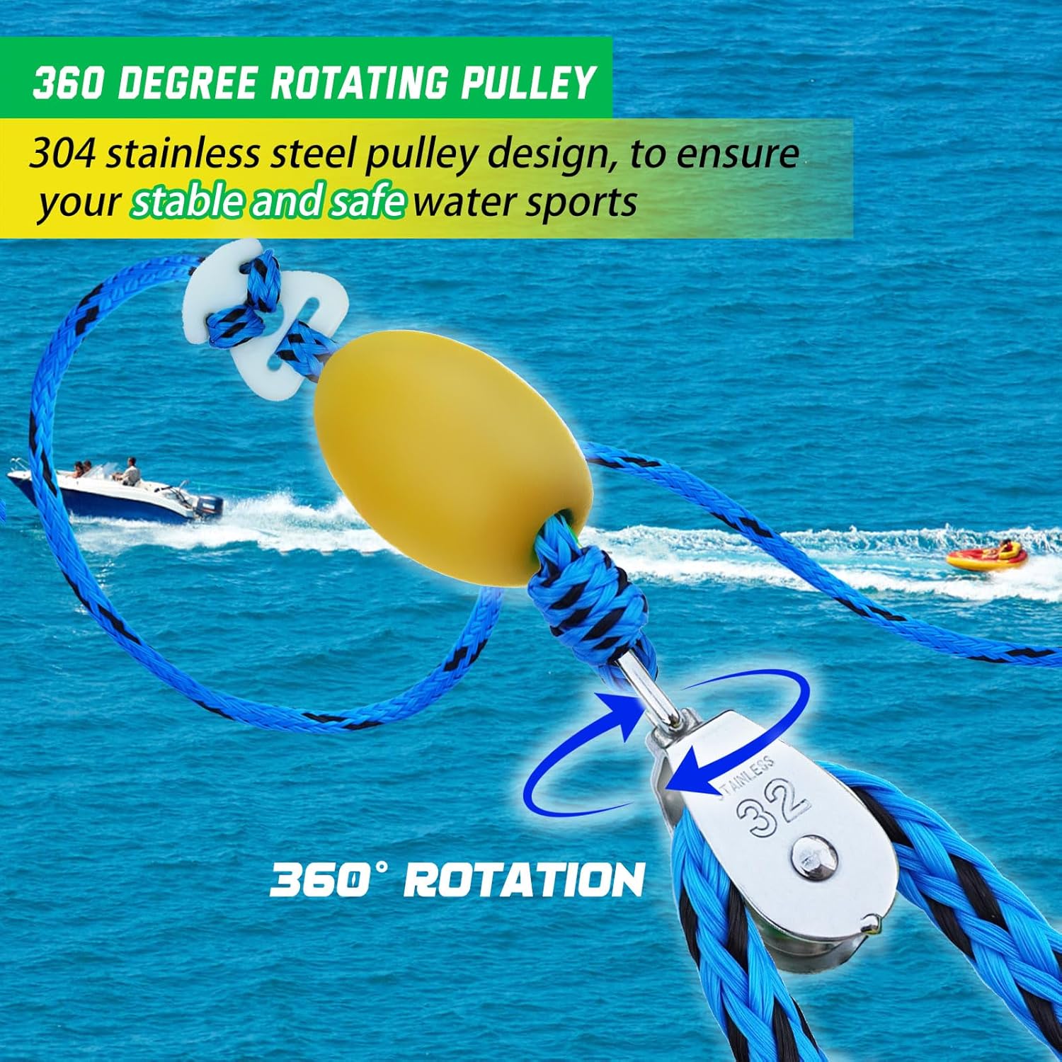 Boat Tow Harness and Wakesurf Rope with Handle
