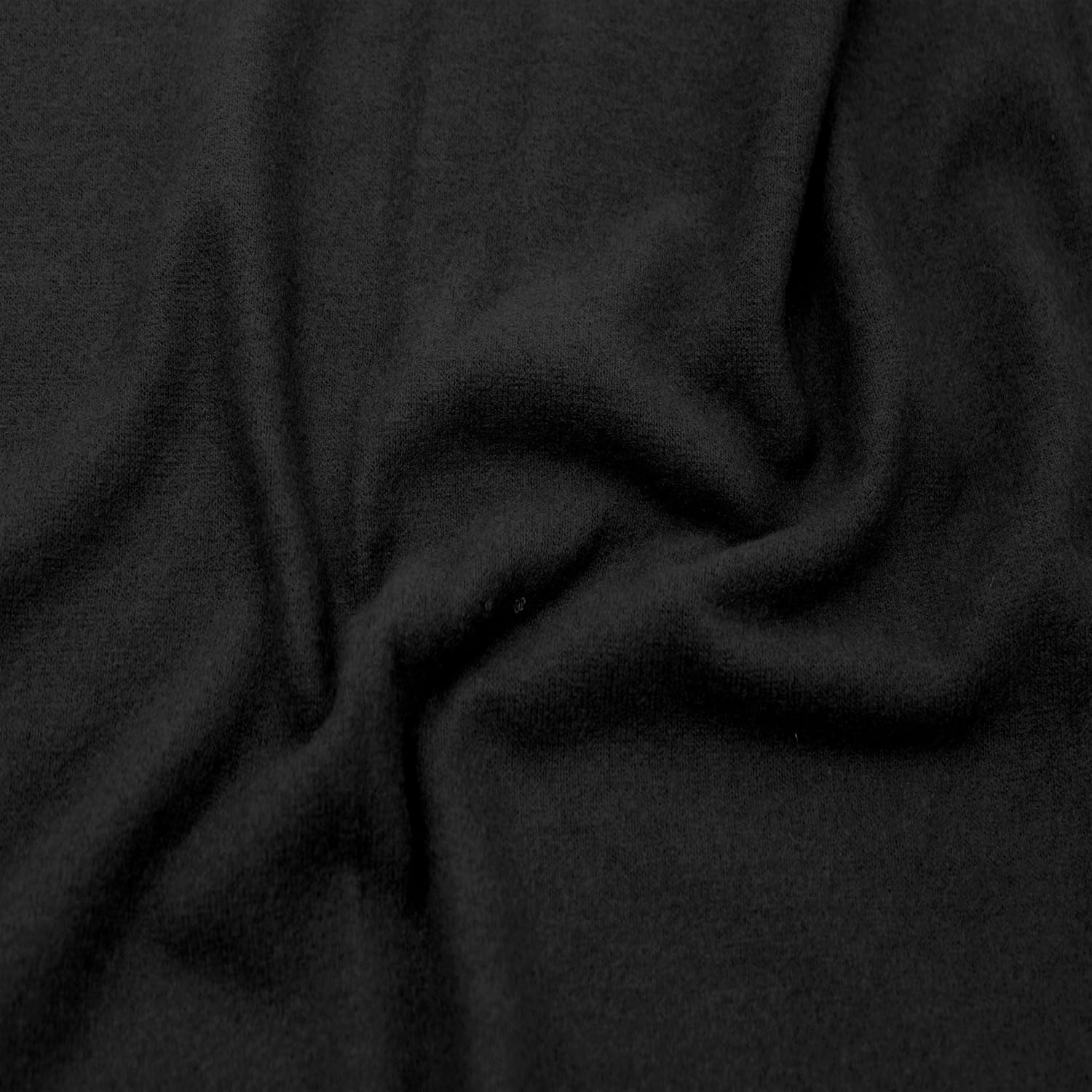 Stylish FABRIC 60" Wide Poly Rayon Spandex Hacci Brushed Knit Fabric by The Yard-200GSM, Medium Weight-Soft & Breathable, 4-Way Stretch-Draperies, Apparel & DIY Projects, Black 10 Yards