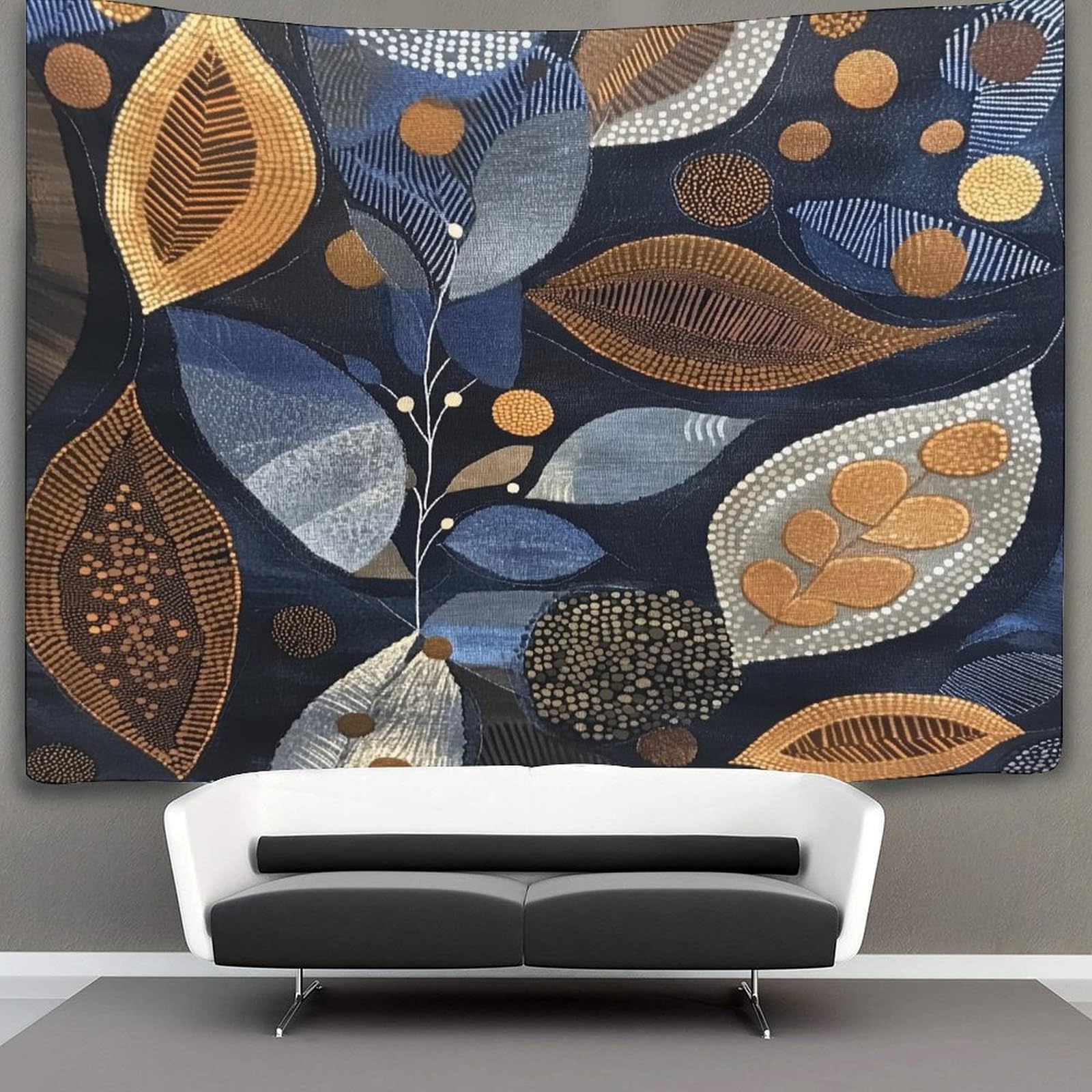 kaiyun Different Large Leaves Dot Painting Style Tapestry Wall Hanging Aboriginal Art Tapestry Tapestries for Bedroom Living Room Dorm Decor 150cmx200cm