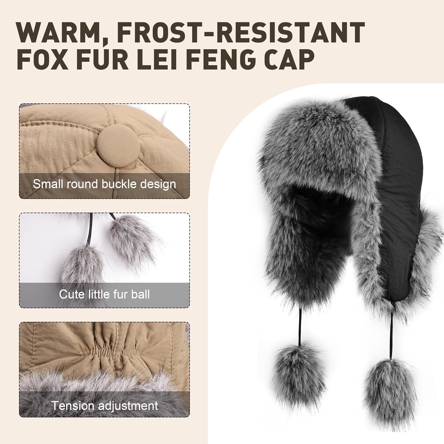 Trapper Hat for Women Winter Warm with Ear Flaps Ski Hunting Hat