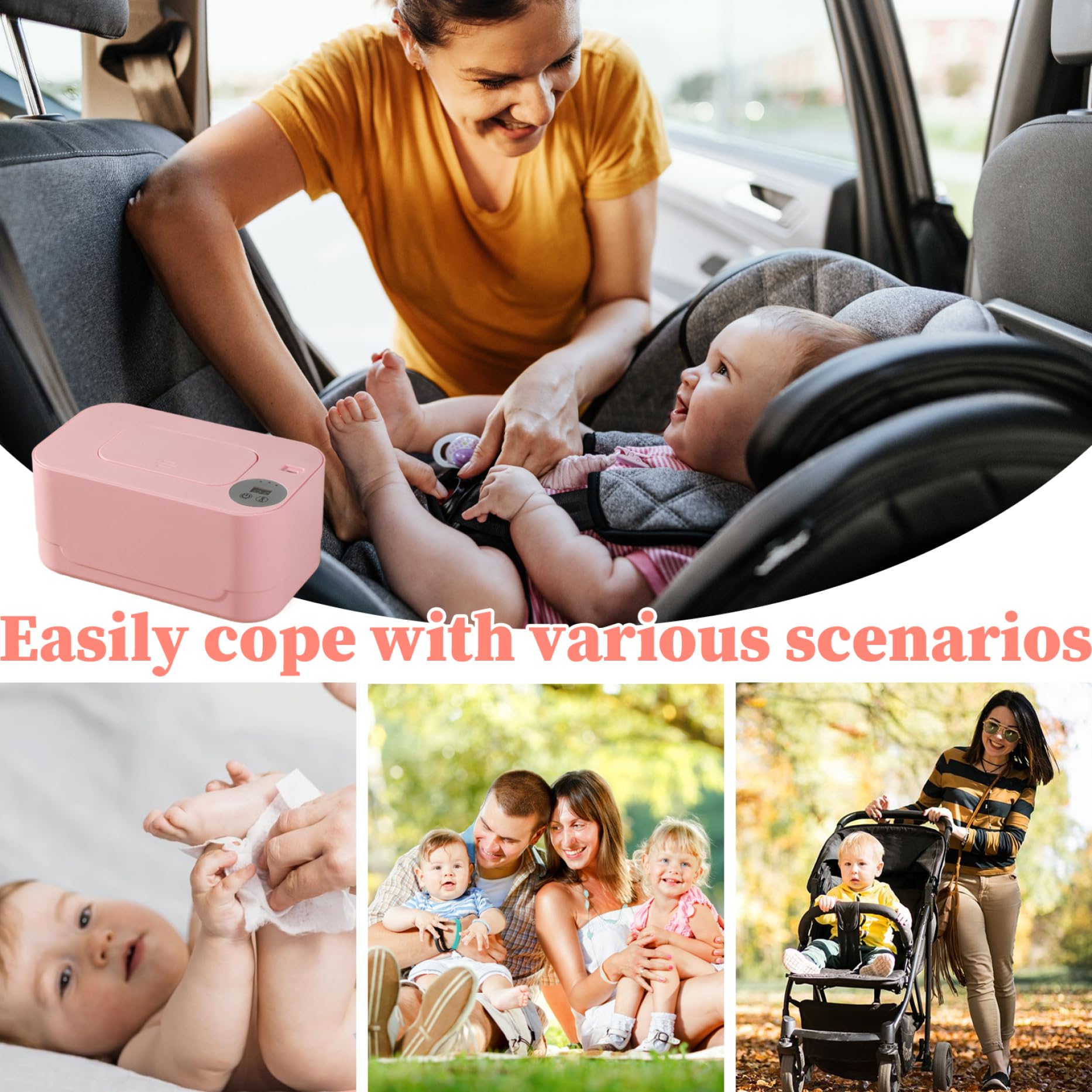 Wipe Warmer for Babies Thermostat Diaper Wipe Warmer 55? - 65? Adjustable Wipes Warmer with Light USB Heating Wet Wipes Warmer Large Capacity Wipe Holder for Baby Nursery,style2