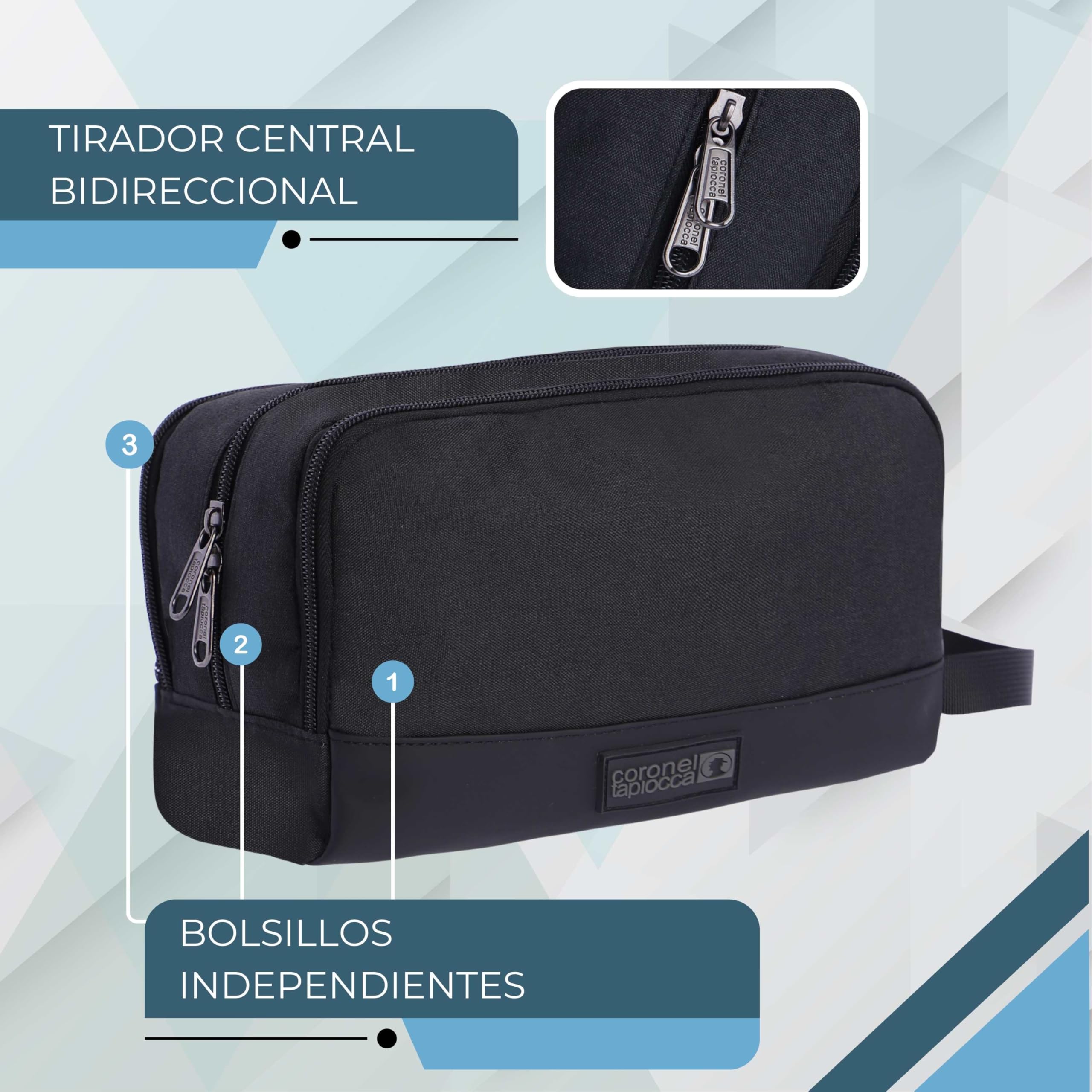 Coronel Tapiocca Neceser Viaje Hombre Bolsa Aseo compacta 3 Compartimentos
