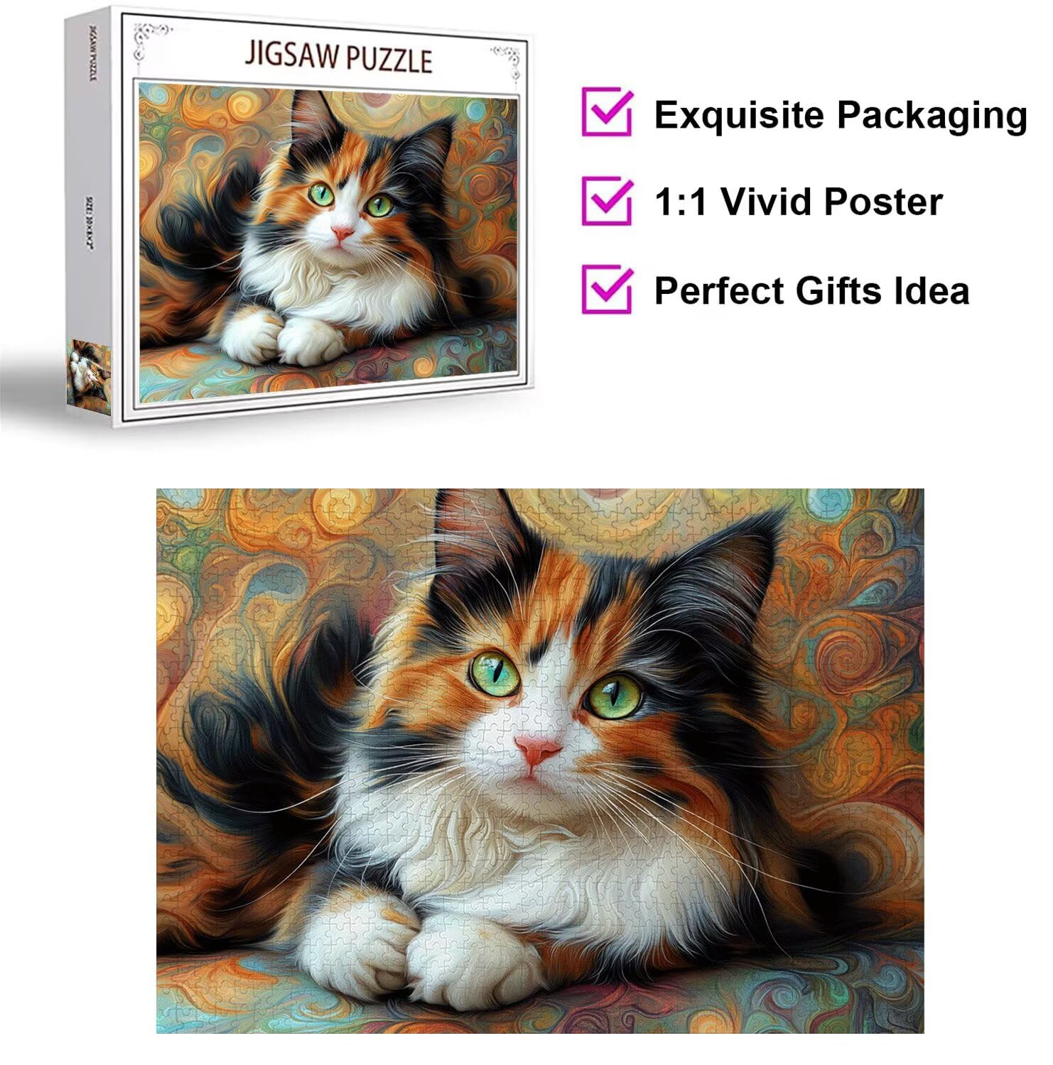 Puzzle 5000 Pezzi astratto Puzzle Legno gatto, n-39