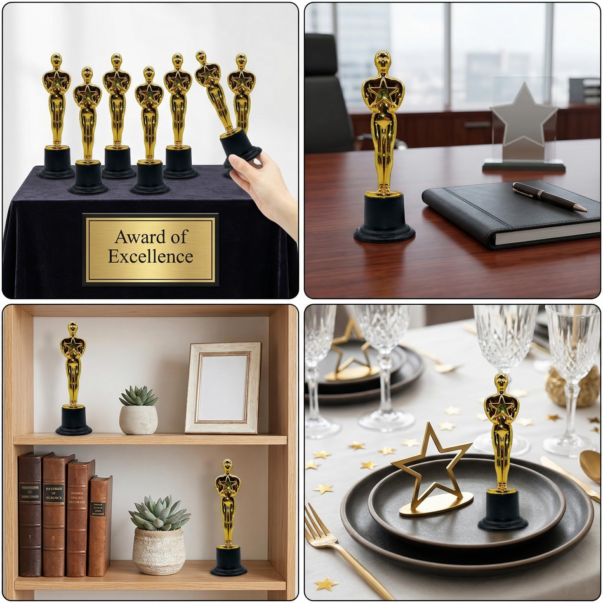 Cinturón de Seguridad para Silla Alta – 8 Trofeos de Plástico Dorado para Fiestas, Celebraciones y Premios
