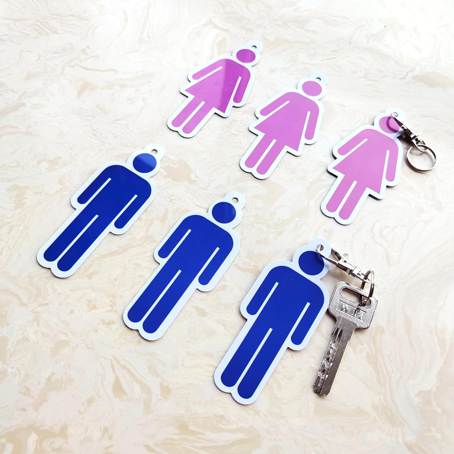 6 Set Bathroom Pass Restroom Hall Pass for Classrooms with Keychain Holder Key Tag for Women Men Restaurant Toilet Office School Classroom
